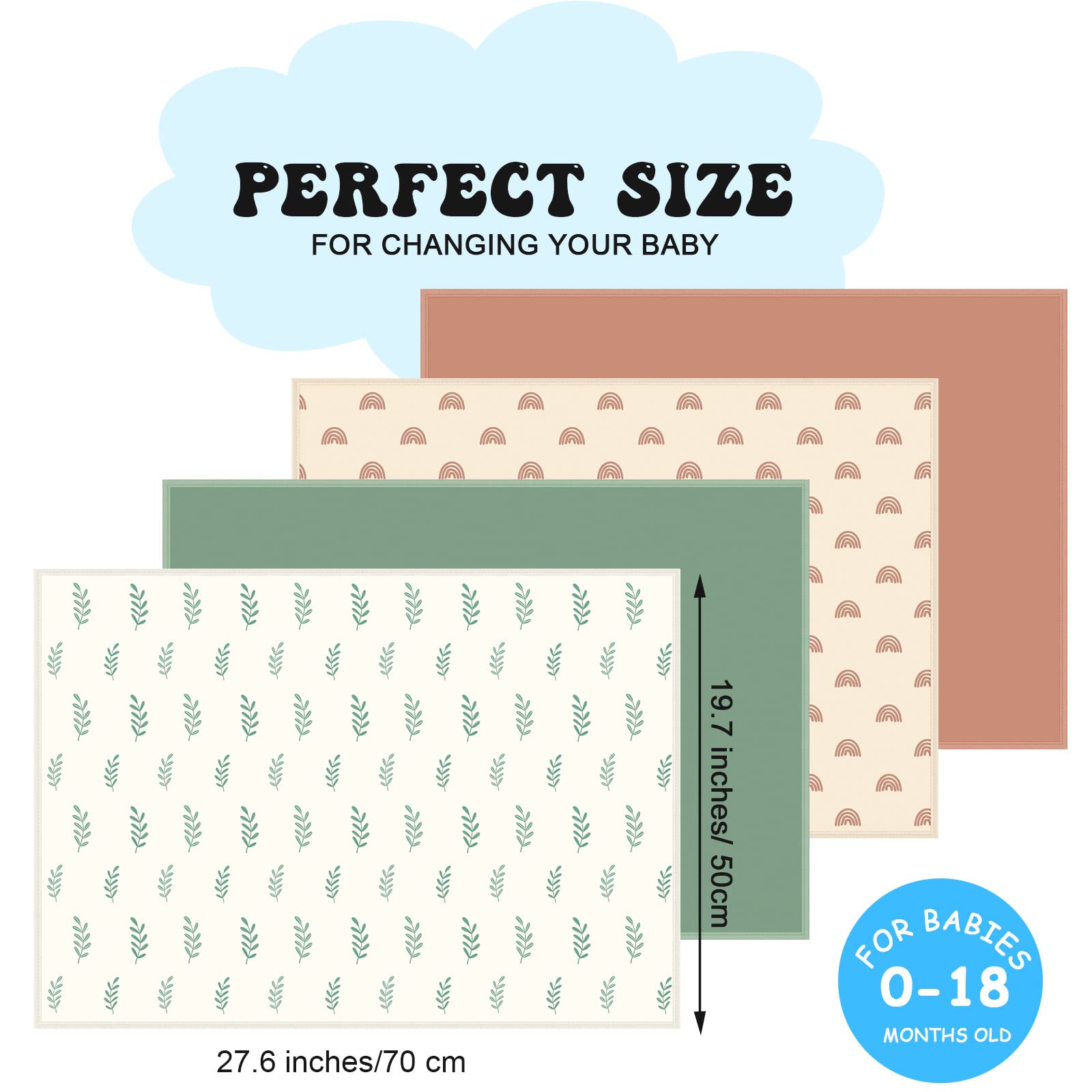 Geelin 4 cambiadores de pañales de bebé de 20 x 28 pulgadas, cambiador portátil de cuero, cambiador de viaje, almohadilla de pañales lavable, artículos esenciales, regalo de viaje, 4 estilos
