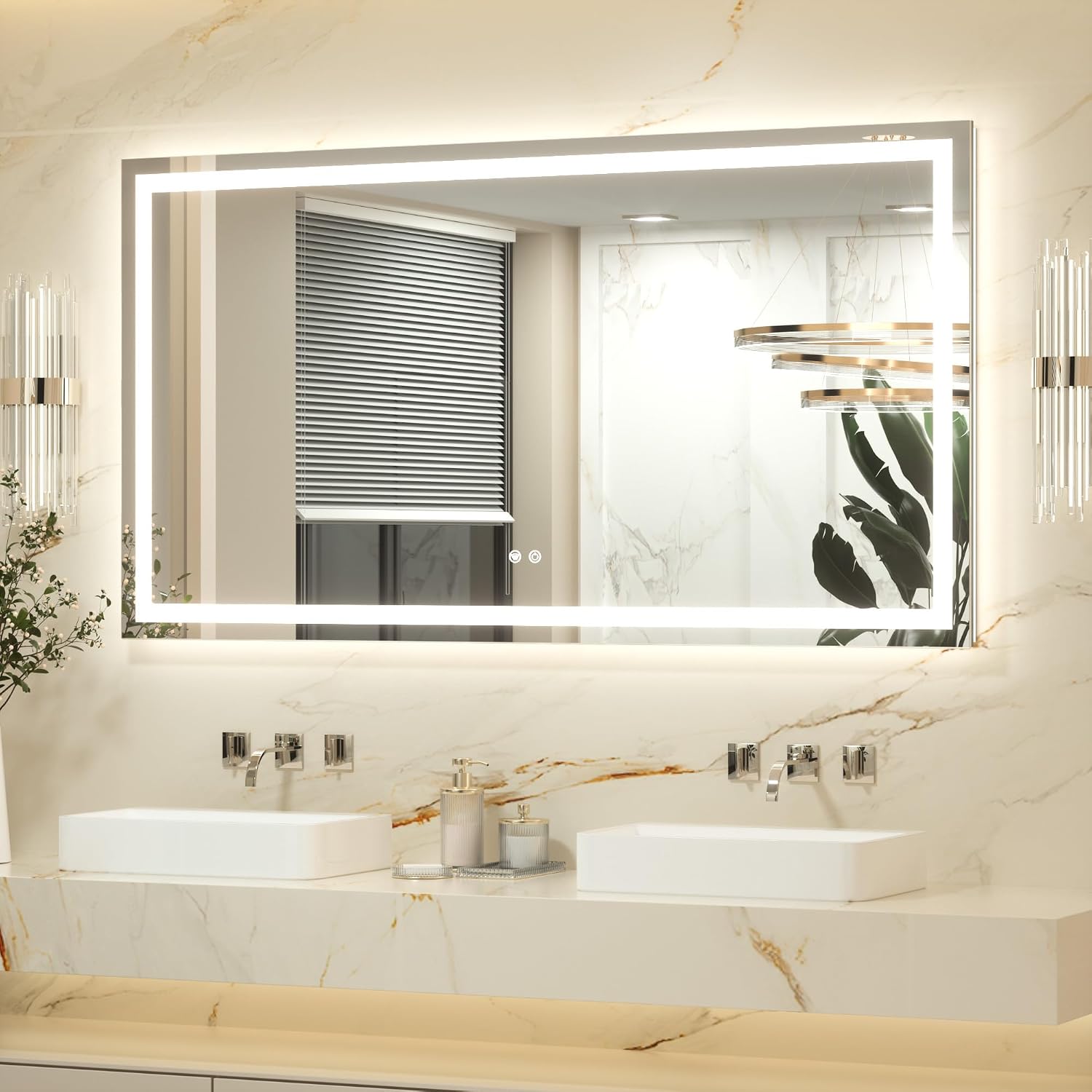 Led Bad Keonjinn Badspiegel mit Beleuchtung 150x80cm, Beleuchtet ...