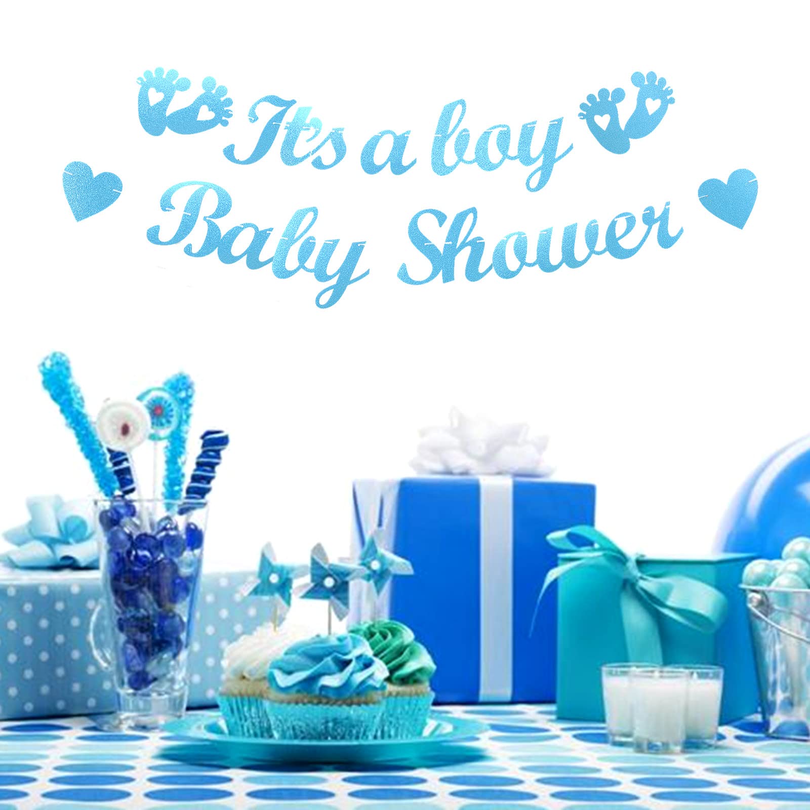 Sfondo per baby shower per ragazzo, decorazioni blu per baby shower, striscione verde per baby shower, sfondo per cabine fotografiche gemelli 01BAS29 - Italia