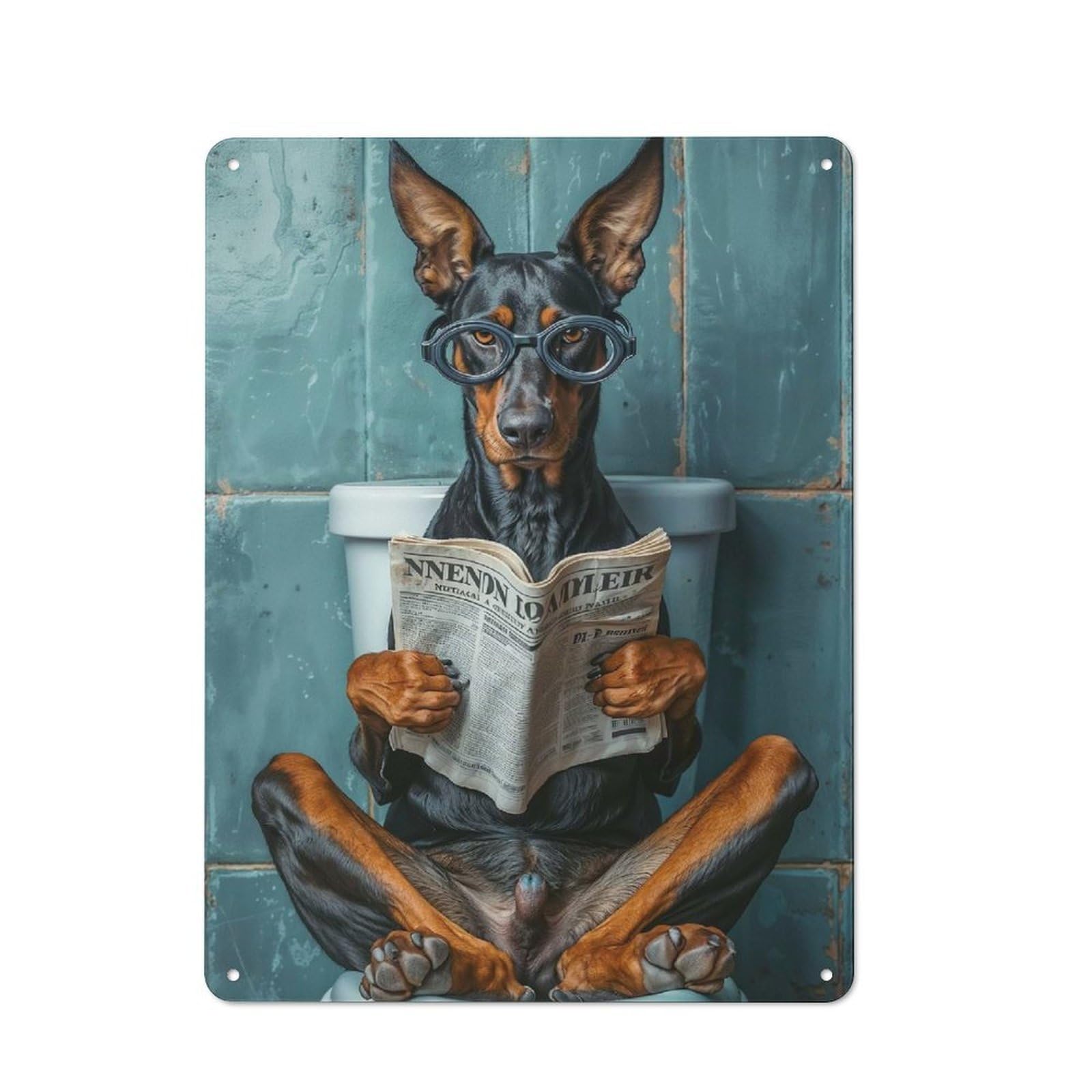 Funny Dog Read Book Printed Metal Sign 40x30cm for Café Or Home Bar, Housewarming Wall Decor for People Furnishing Café And Home Bar