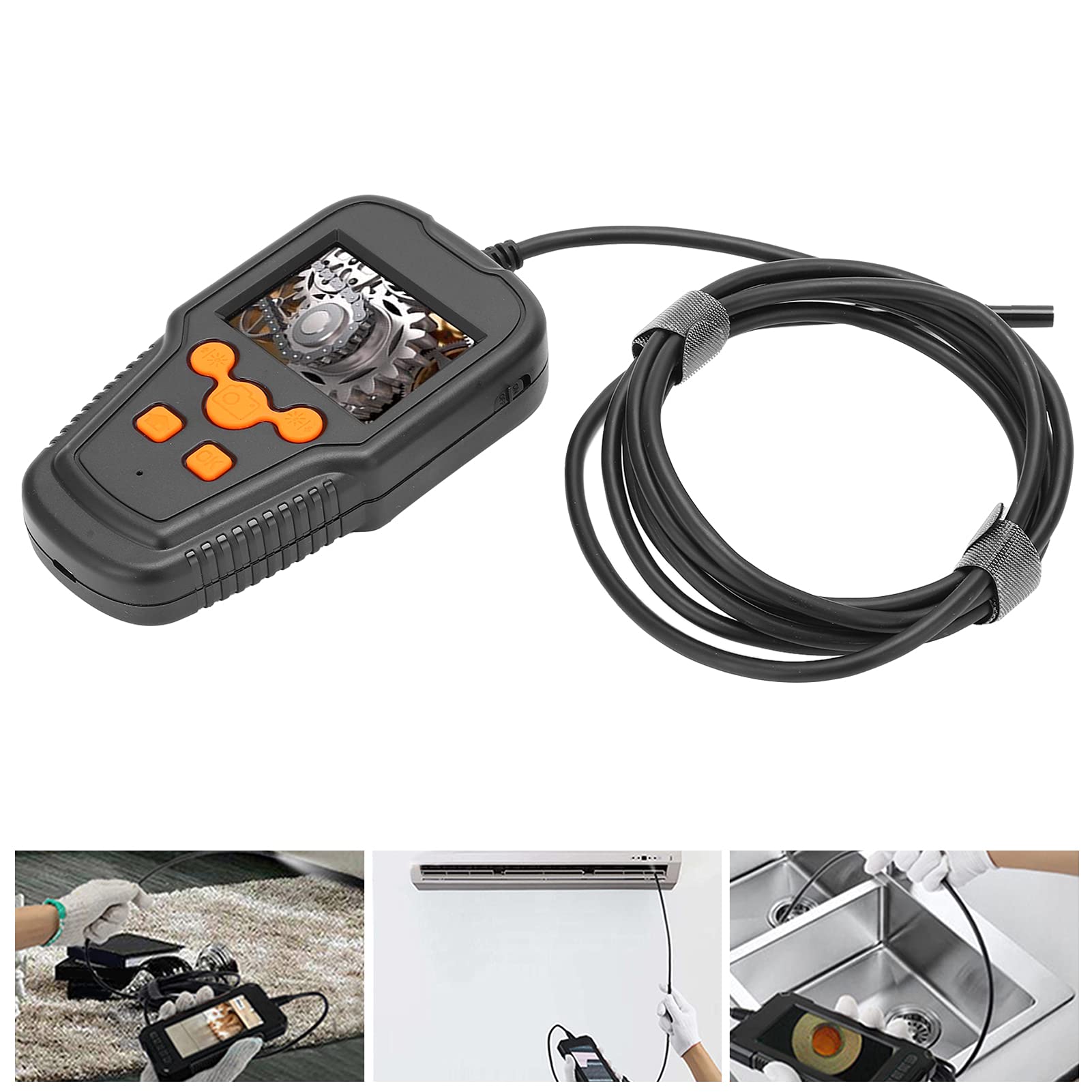 Cyrank Endoscopio Industrial, Cámara De Inspección por Boroscopio Digital con Pantalla HD De 2MP Y 2,4 Pulgadas con Cámara De Alcantarillado con Lente Ip67 De 5,5 Mm, Naranja(2m)