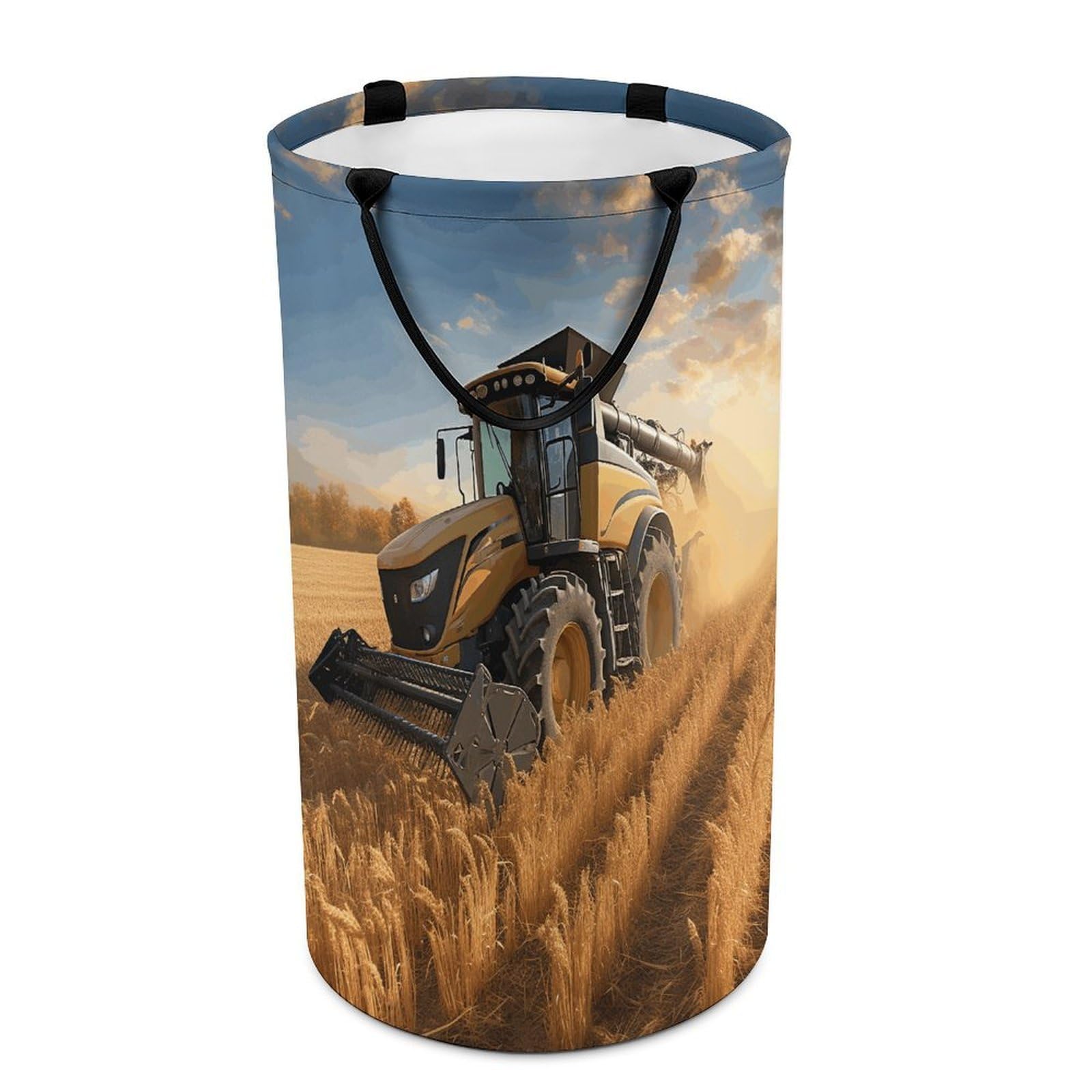 Farm Tractor Harvest Laundry Basket Large Foldable Laundry Hamper with Handles Freestanding Collapsible Clothes Basket Waterproof Portable Dirty Clothes Hamper for Bathroom 86L