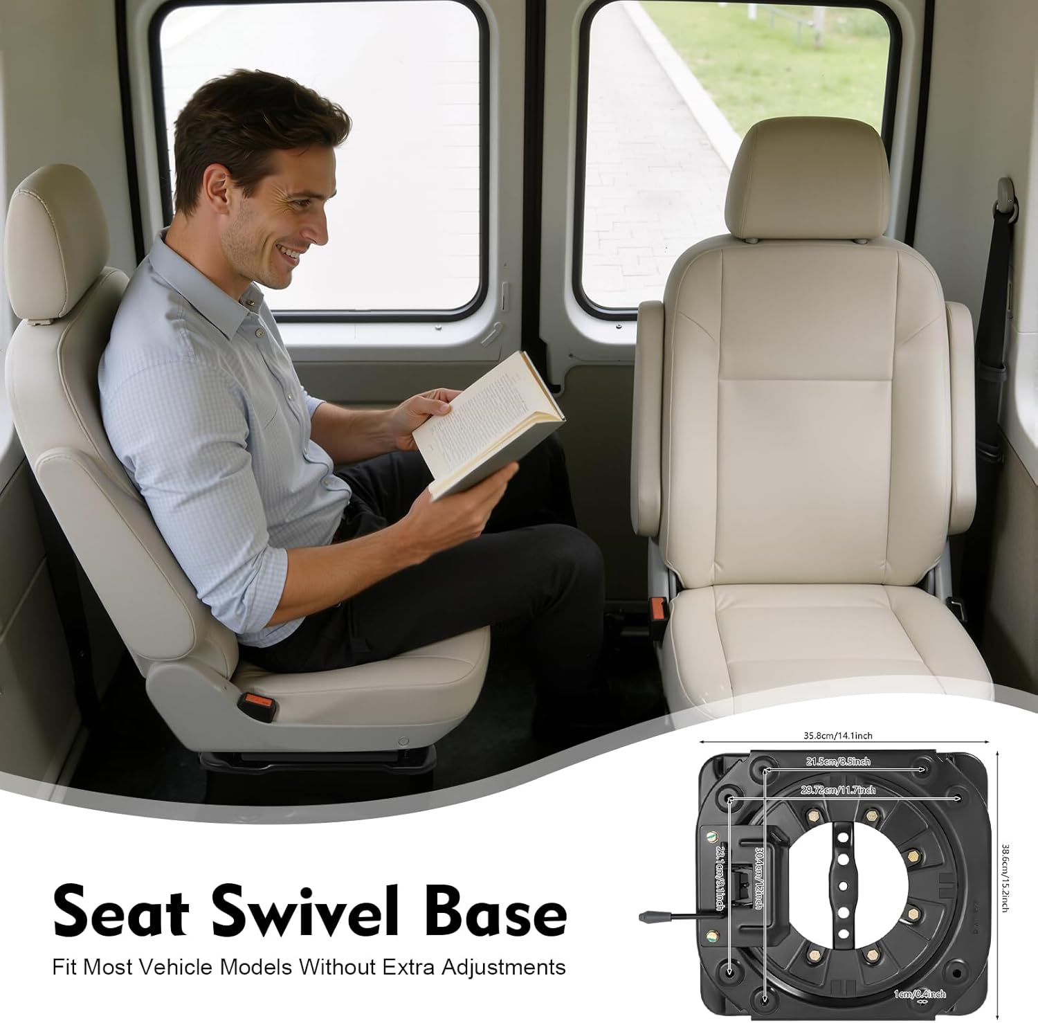 Heavy Duty Seat Swivel Base, 360° Rotatable Steel Plate Swivel Seat Base 286.6lbs Capacity, For Vans Rv Commercial Vehicle Engineering Vehicles