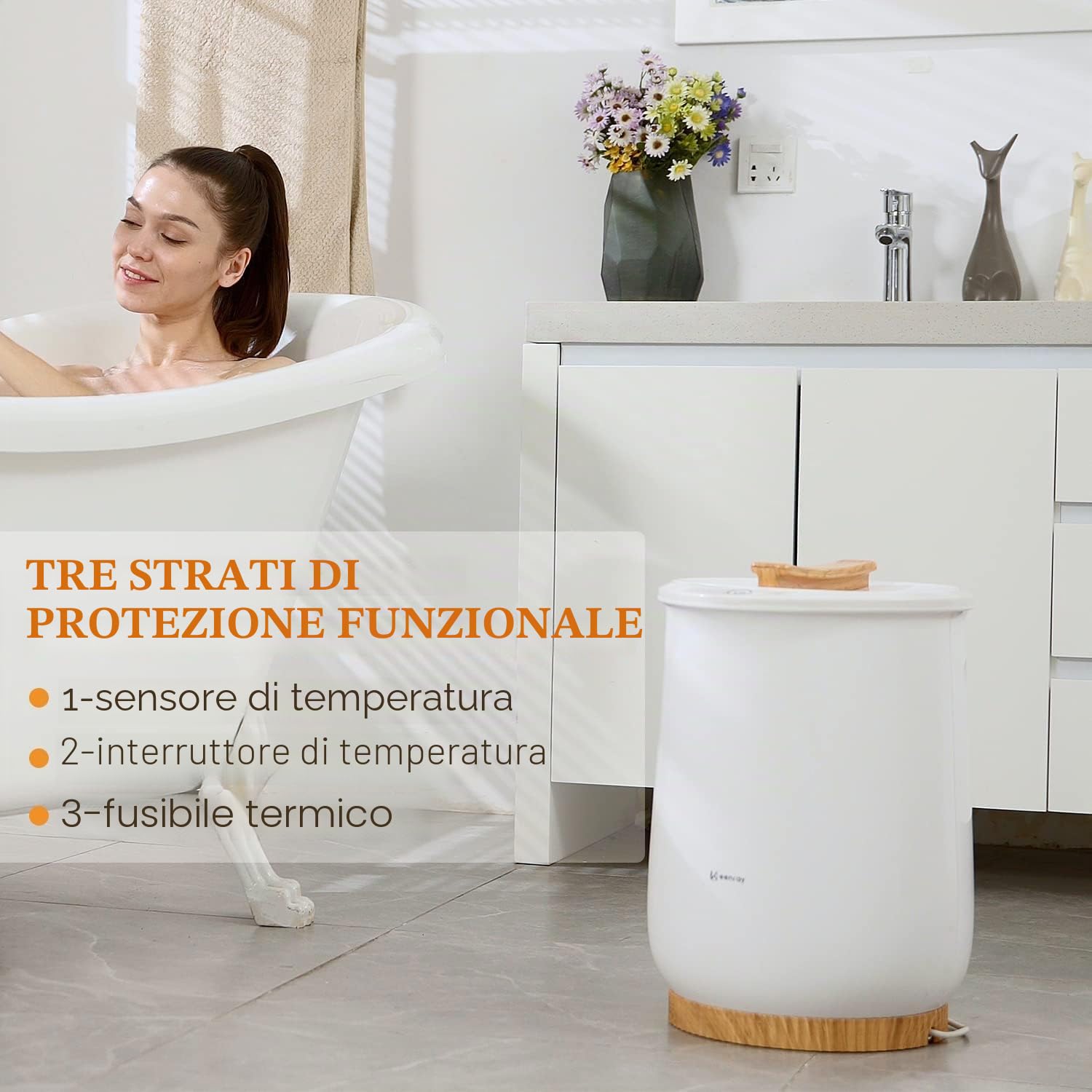 Keenray Scaldasalviette Stile Secchio, Scalda Asciugamani Secchio Elettrico per Bagno, Controllo a 1 Pulsante, Spegnimento Automatico, Adatto a Due Accappatoi Grandi, Coperte Pigiami e Altro