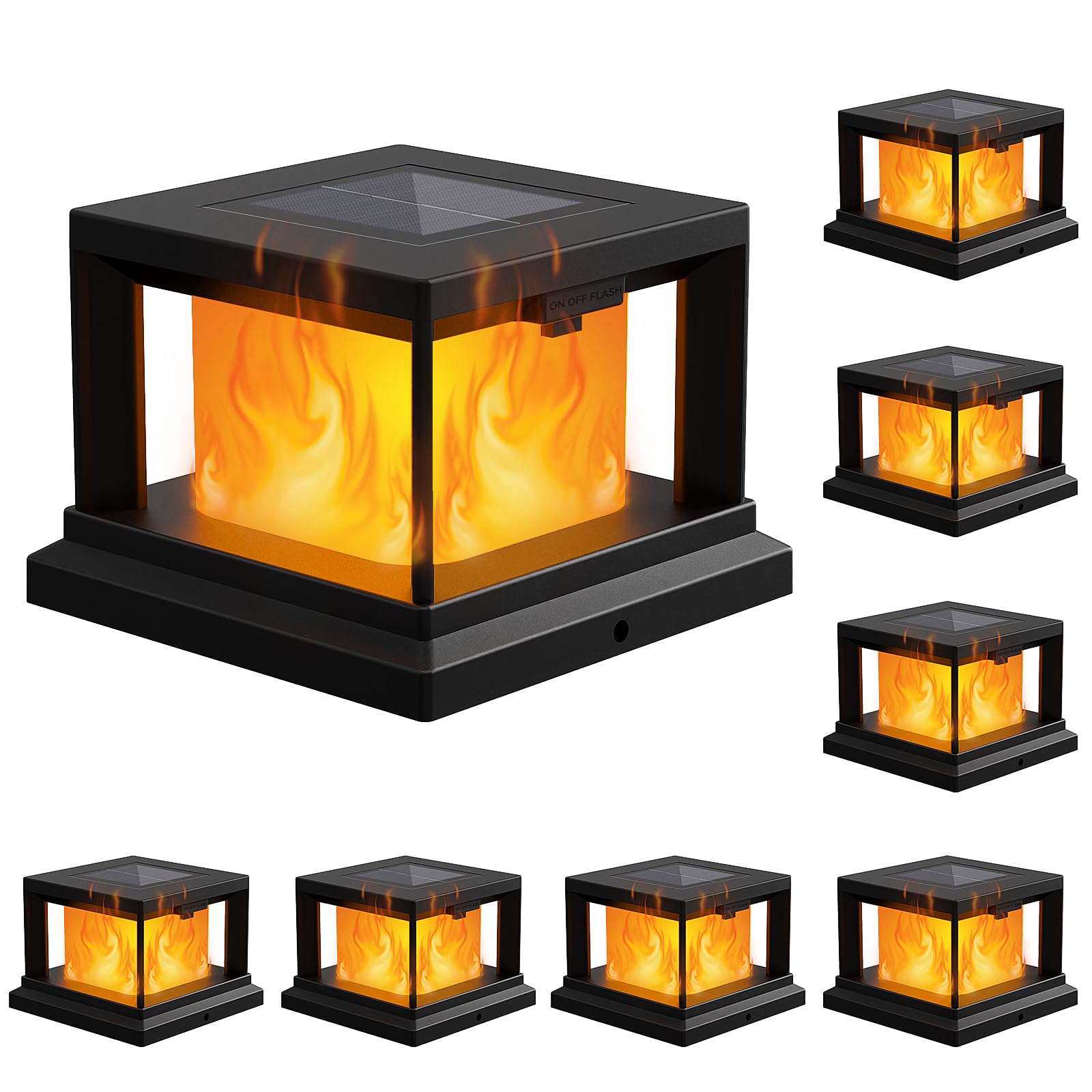 Brightever 4x4 Post Solar Lights with Flickering Flame, Solar