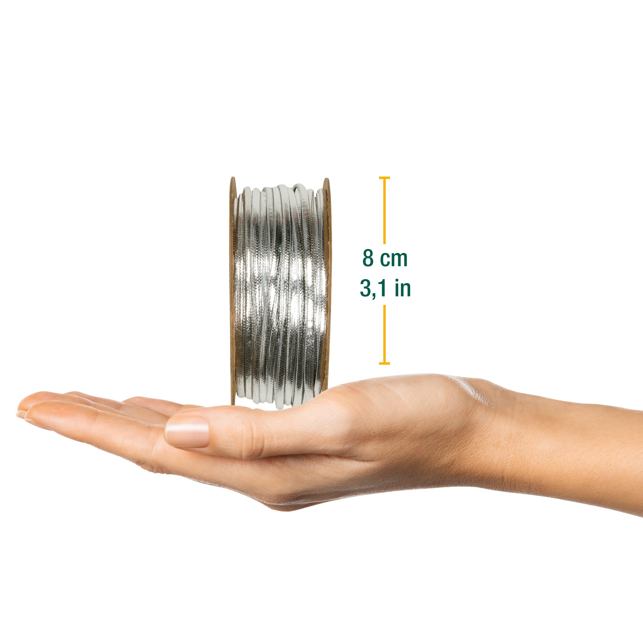 Lederband 3mm Halbach Band – 3mm Breit, 20m Lang (Farbe: Silber