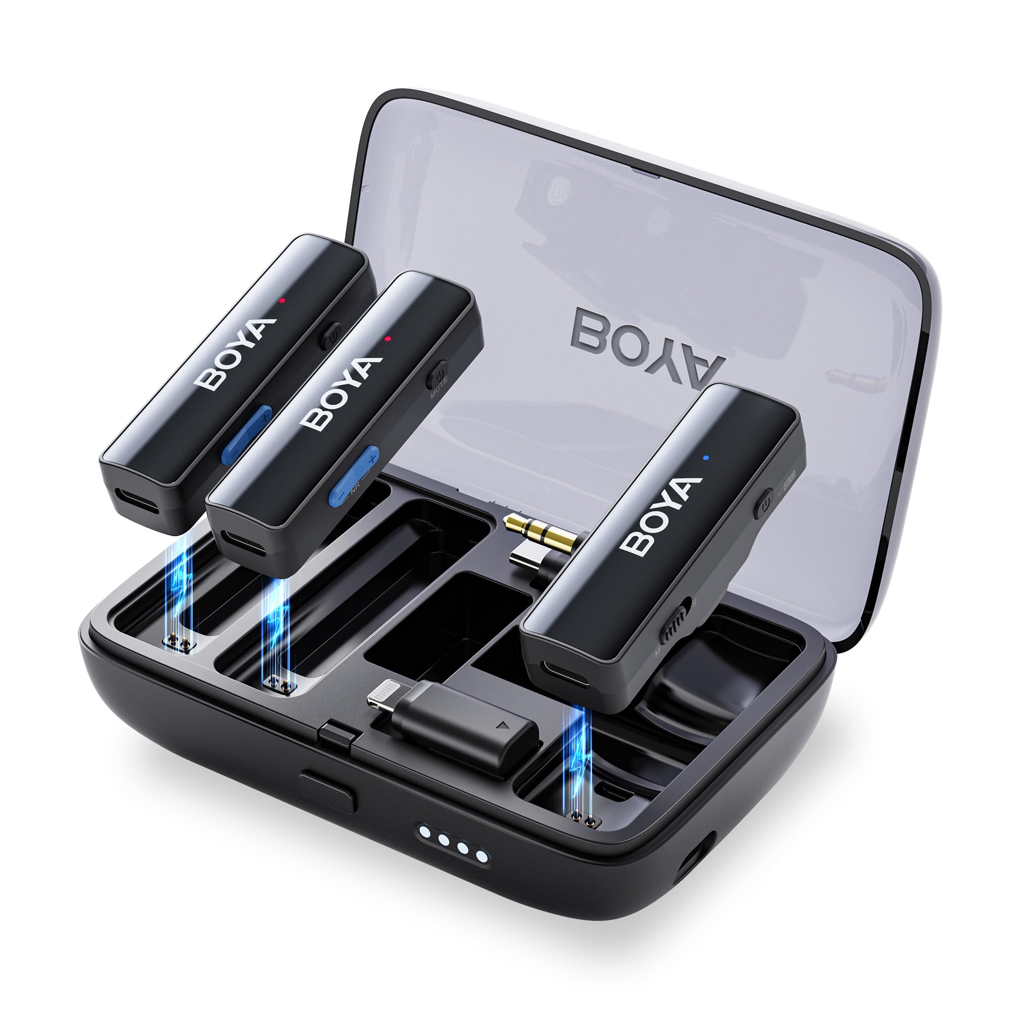 BOYA Boyalink Micrófono Lavalier inalámbrico para vlogging, micrófono de Solapa de Doble Canal de 2.4GHz para teléfonos Inteligentes, cámara DSLR, videocámara, tabletas, Video de Youtube Livestress