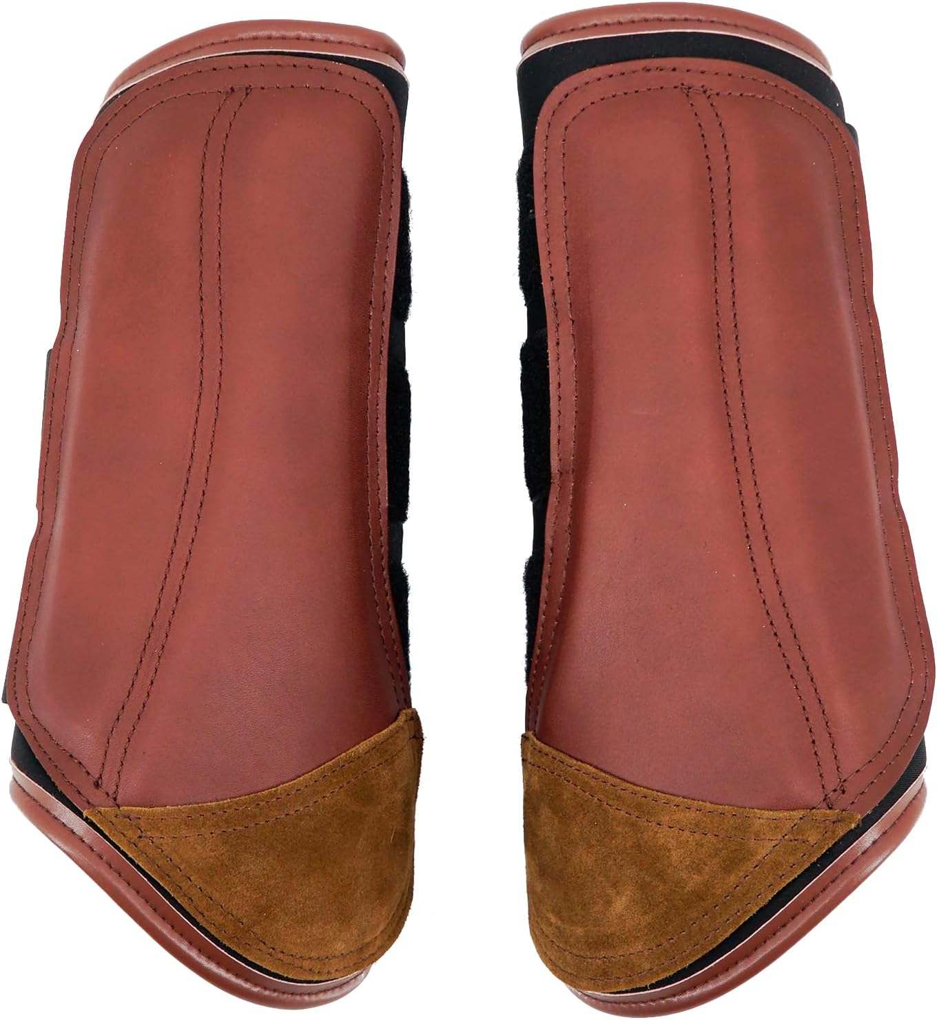 Jeereal Brushing Horse Boots Equine Boots | Protective Gear and Training Equipment | Neoprene,Waterproof Cloth and Genuine Leather Made of (Brown, Cob (Medium))