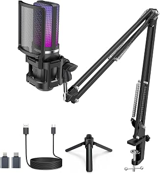 ZealSound Podcast Microphone with Noise Reduction for PC, iPhone & Android