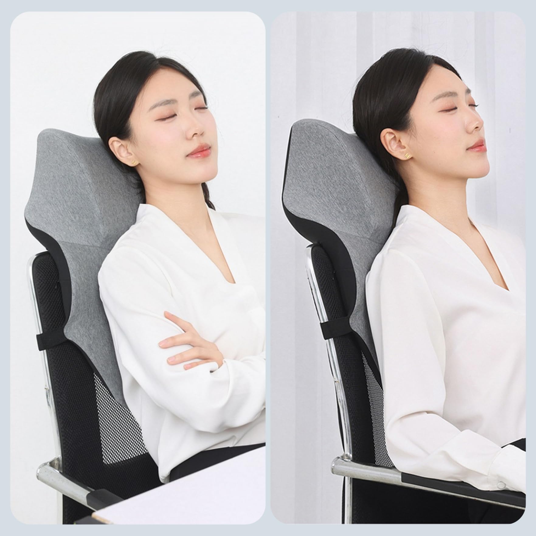 Ergonomische Nackenstütze aus Memory-Schaum für Bürostuhl, mit festem Gurt für Stühle ohne Kopfstütze