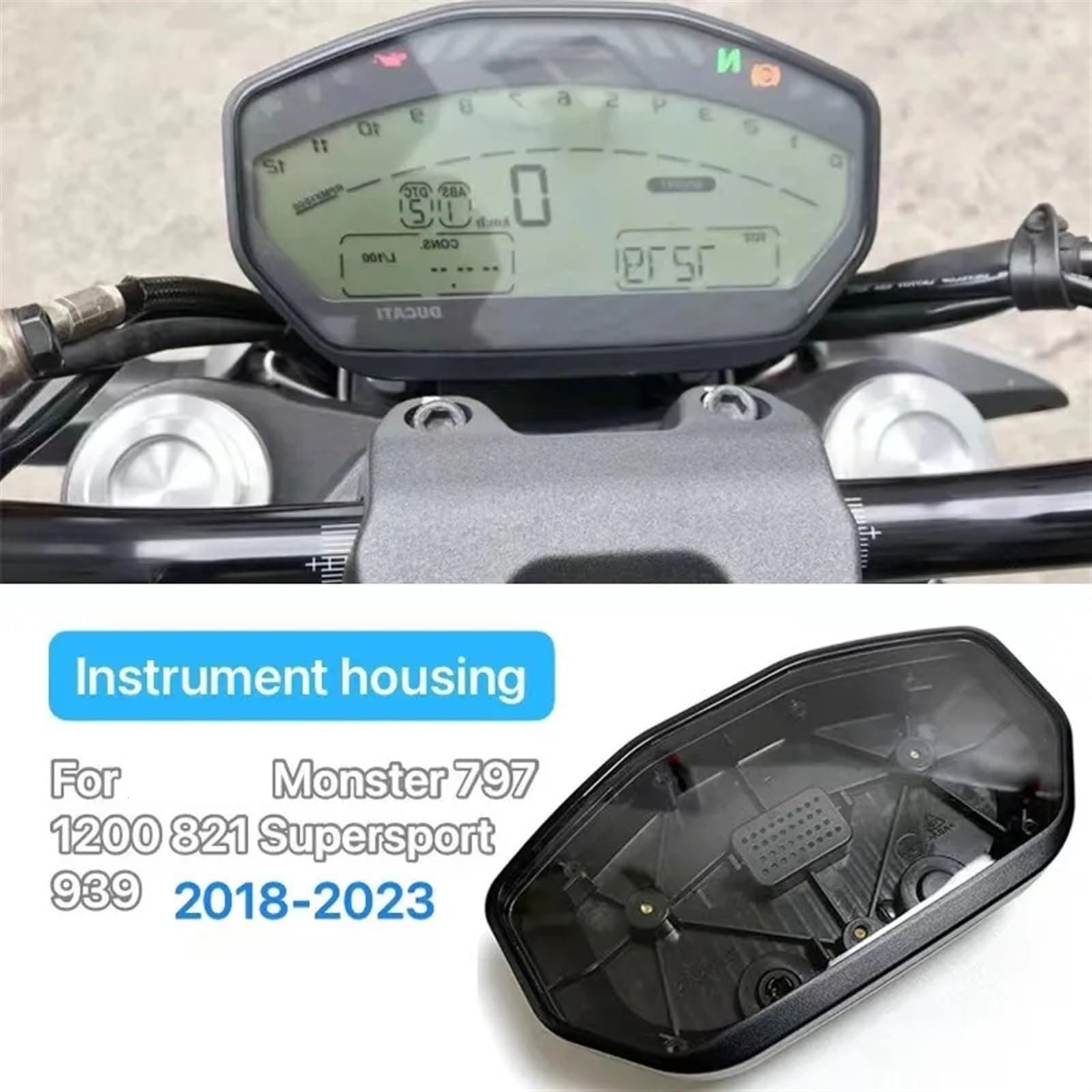 for Monster, 797 1200 821 Supersport 939, 2018-2023 Custodia for strumentazione Tachimetro Indicatori Guscio Copertura for moto Copertura alloggiamento tachimetro