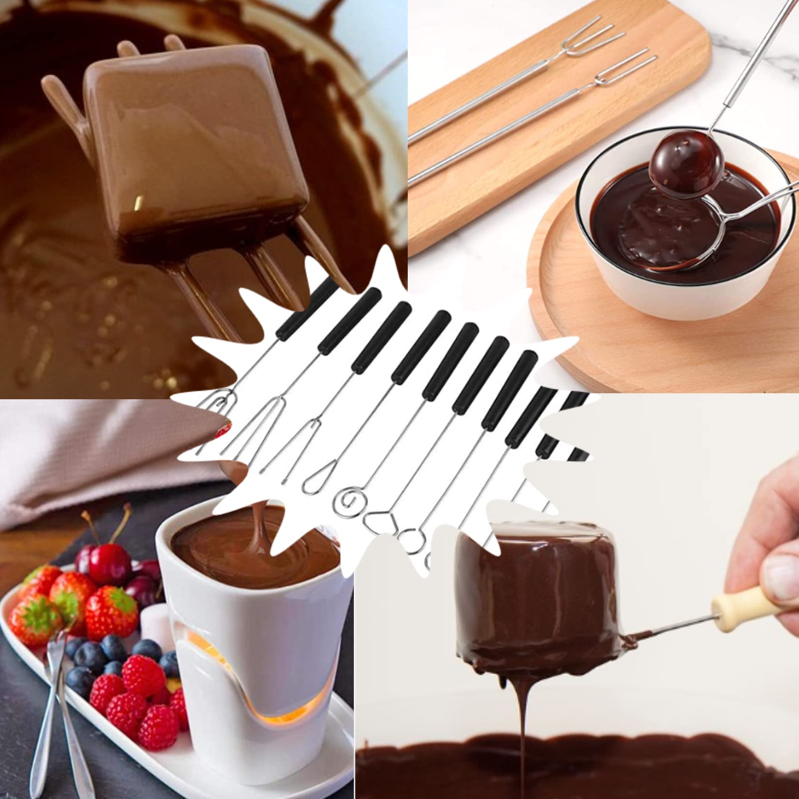 Forks, 10Pcs DIY Baking Supplies Stainless Steel Forks, Chocolate Dipping Fork Set