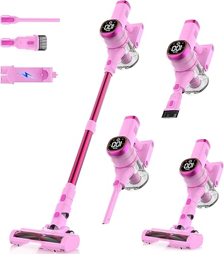 Miniatura 11 de Tikom V500 - Aspiradora inalámbrica para el hogar, aspiradora de palo de 40000 Pa/450 W con pantalla táctil LED, base de carga de pared, Azul y