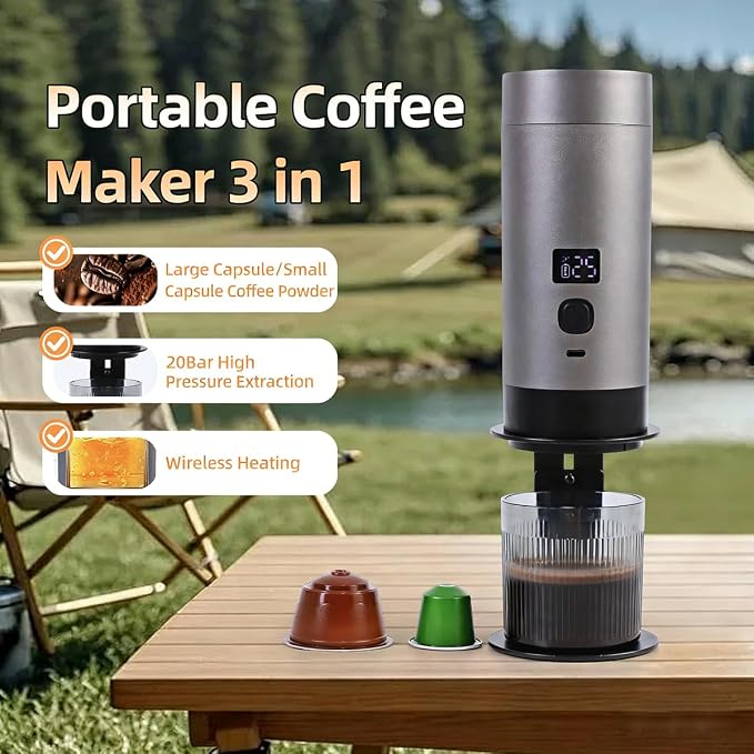 Cafetera Portátil para Espresso 3 en 1 con Batería Recargable y 20 Bar miniatura 5
