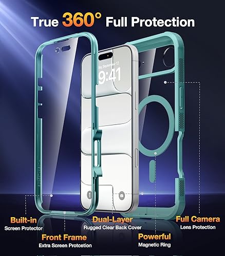 Miniatura 731 de Diaclara - Funda diseñada para iPhone 14 Pro Max, resistente, de cuerpo completo, con protector de pantalla sensible al tacto y antiarañazos + Blanco