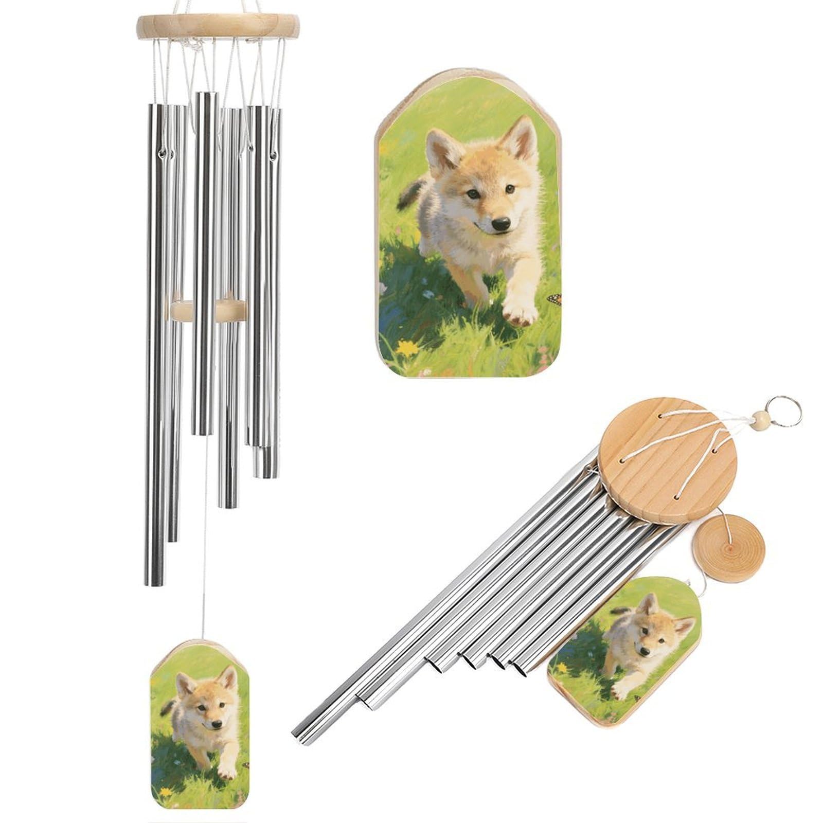 Carillon à vent commémoratif loup le cadeau de sympathie idéal pour l'extérieur