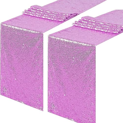 Poise3EHome Camino de mesa de boda con lentejuelas brillantes para decoración de mesa de baby shower (12 x 108  2 piezas, lavanda)