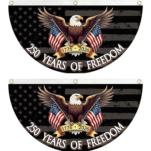 250 year anniversary of Freedom Bunting Flag, 250th Anniversary USA Patriotic Eagle Design Banner with Brass Grommets, 1776-2026 Commemorative Décor, 1.5x3 FT 2 Pack