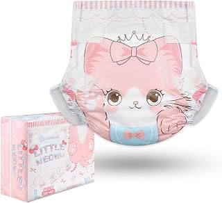Landofgenie Adult Diapers with Adjustable Closure, Printed Adult Nappies for Night 5000ml 10 Pieces (Large 36"- 46")