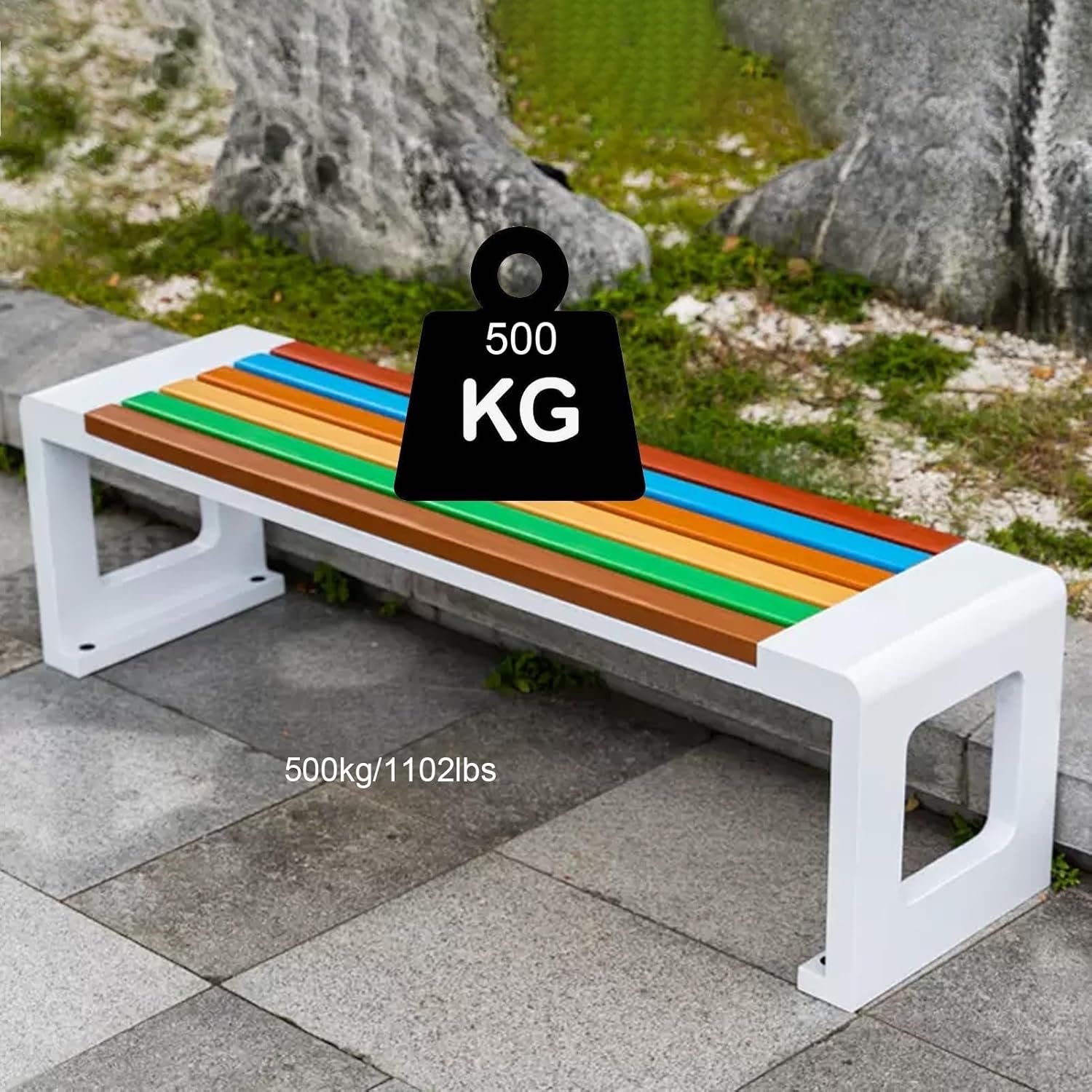 Outdoor Garden Bench, Patio Park Bench, Loveseat Outdoor Furniture, Slatted Seat, Balcony Leisure Bench, 500 Kg/1102 Lbs Weight Capacity for Backyard, Balcony,Garden(Size:120cm/47.2in A)