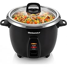 Elite Gourmet ERC2010B Electric Rice Cooker with Stainless Steel Inner Pot Makes Soups, Stews, Porridge's, Grains and Cereals, 10 cups cooked (5 Cups uncooked), Black