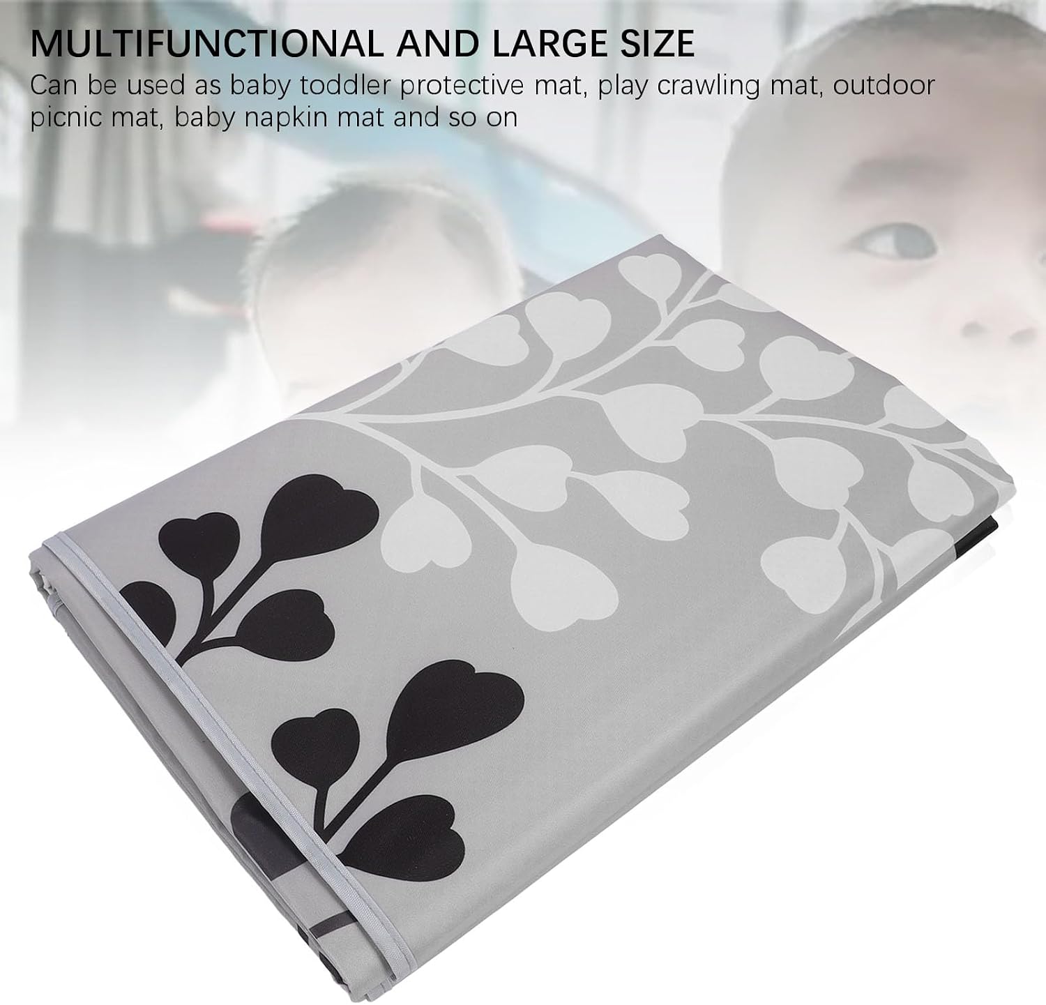 Non Slip High Chair Floor Mat Wipeable Water Proof Protector Pad Multifunction for Outdoor Picnic, Granular Latex Back Fabric, 51.2 X 51.2in
