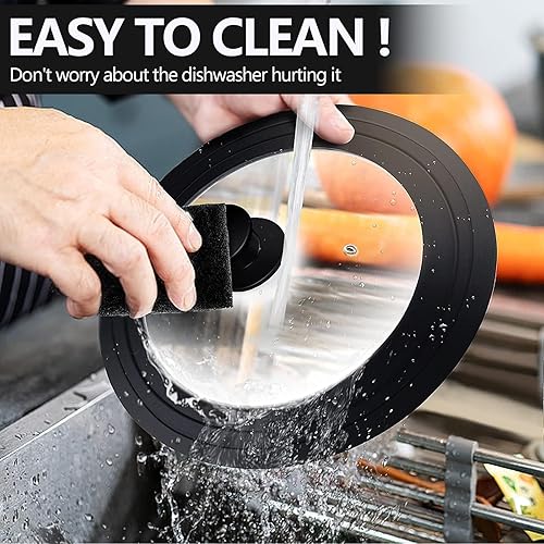 Miniatura 6 de Tapa universal de vidrio de silicona para todas las ollas, apta para microondas, tapa de silicona antideslizante, fácil de limpiar (10 pulgadas, 11