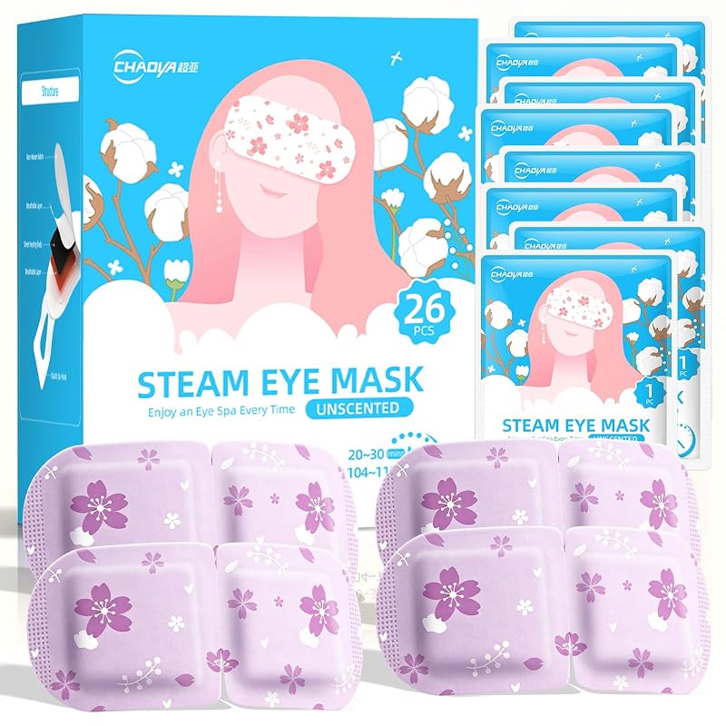 Máscara térmica descartável para os olhos CHAOYA, sem fragrância, Pacote com 26