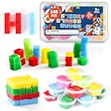 144PCS Sticky Stacking Cubes for Kids - Mini Squishy Cubes Sensory Toys for Toddler, Non Toxic Preschool Jelly Blocks for Building, Stretch, Squishy, Travel Essentials Toys for 3 4 5 6 Years Old