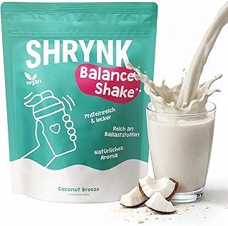SHRYNK Balance Shake Mahlzeitenersatz Kokos - Eiweißshake zum Abnehmen - Trinkmahlzeit Pulver - Abnehmshake ohne Zucker - High Protein Diät Drink zum Abnehmen - Abnehmen Shake - vegan Diet