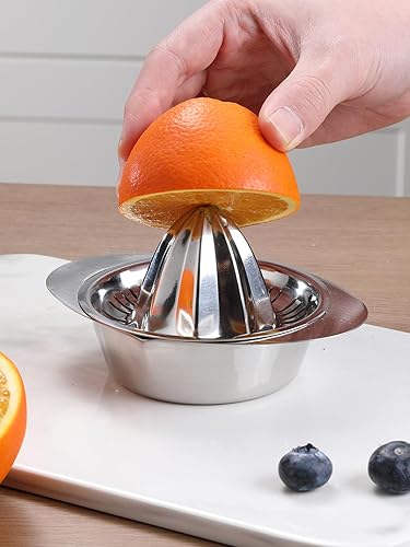 Exprimidor de limón de acero inoxidable y exprimidor de cítricos, prensa de limón manual resistente al óxido con filtro de semillas, apto para