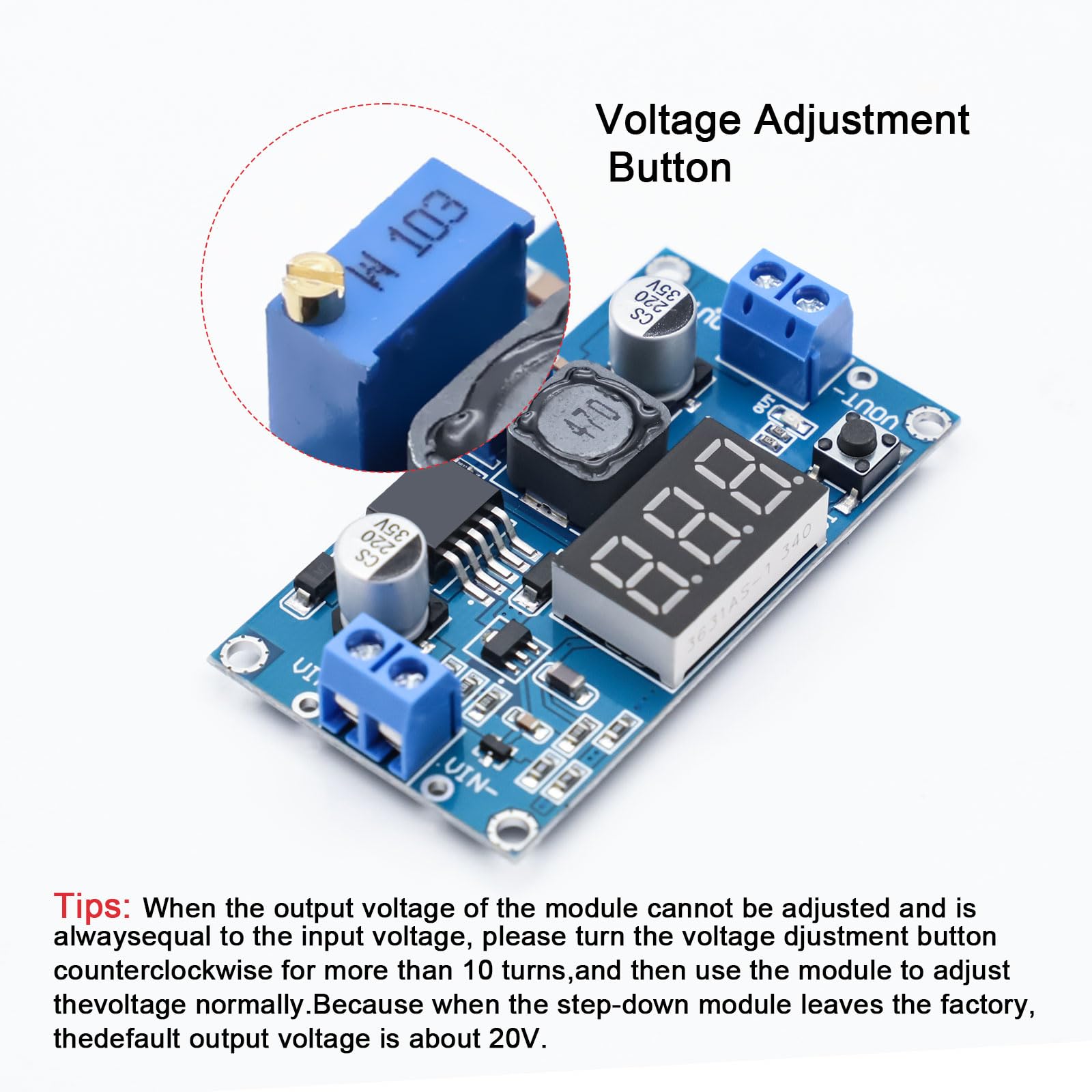 2PCS moduli convertitori step down, convertitore buck DC-DC da 4-40 V a 3,3-24 V con display digitale a 3 cifre, modulo step down di alimentazione
