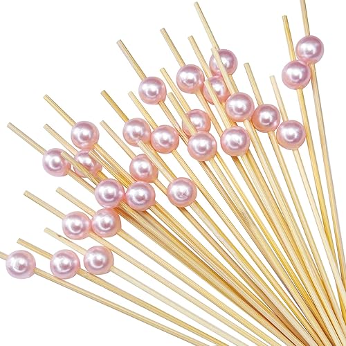 100 Piezas Palillos de Cóctel de Bambú, Brochetas de Cóctel para Aperitivos, Palillos de Dientes de Cóctel Elegantes, Accesorios de Charcutería