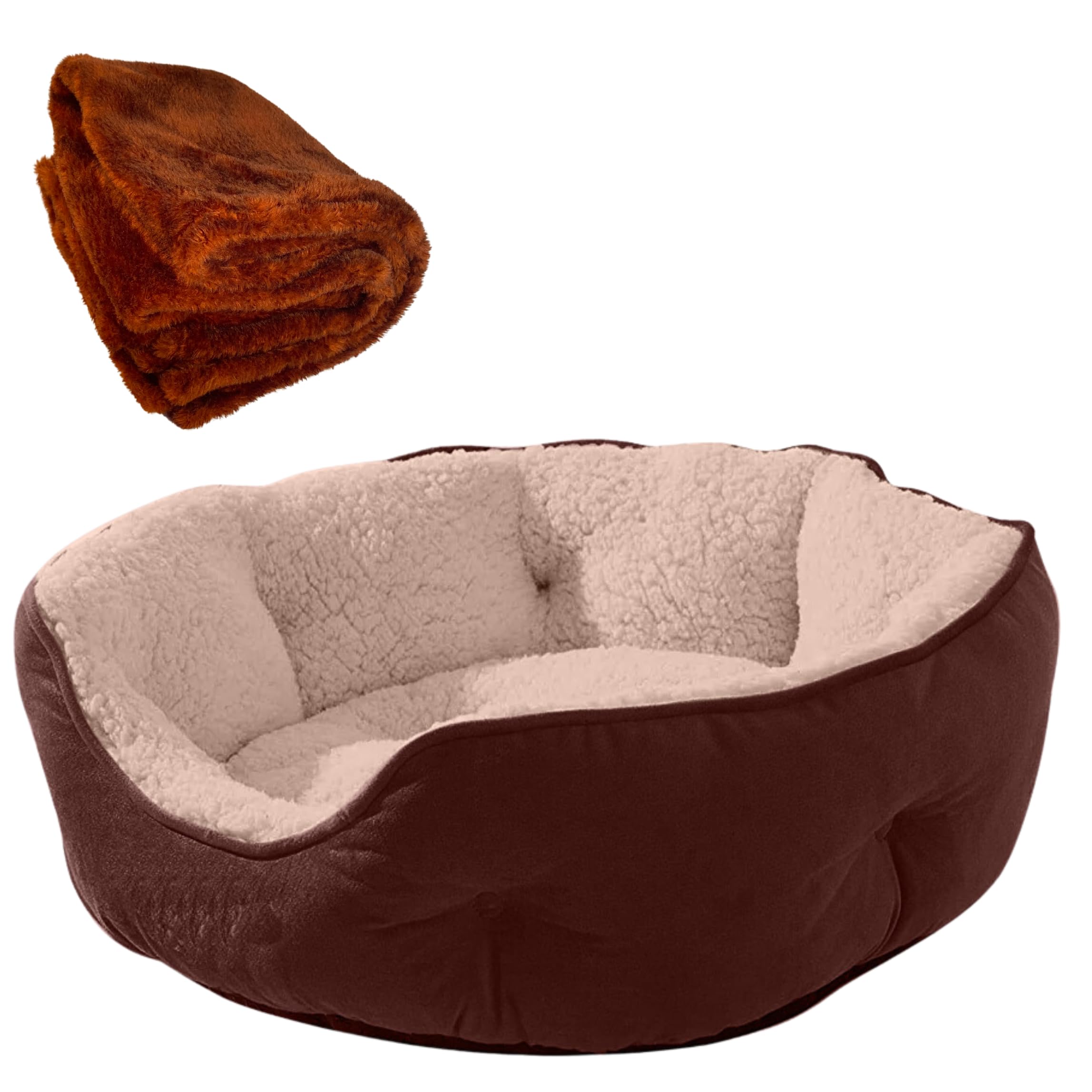 DRILLY Premium Fur Washable Dog/cat Bed with Blanket for Small |Medium | Large | Extra Large | XXL |XXXL |4XL Size Dogs | Cats | Puppy |pet | Rabbit | Persian cat | Indoor cat (L)