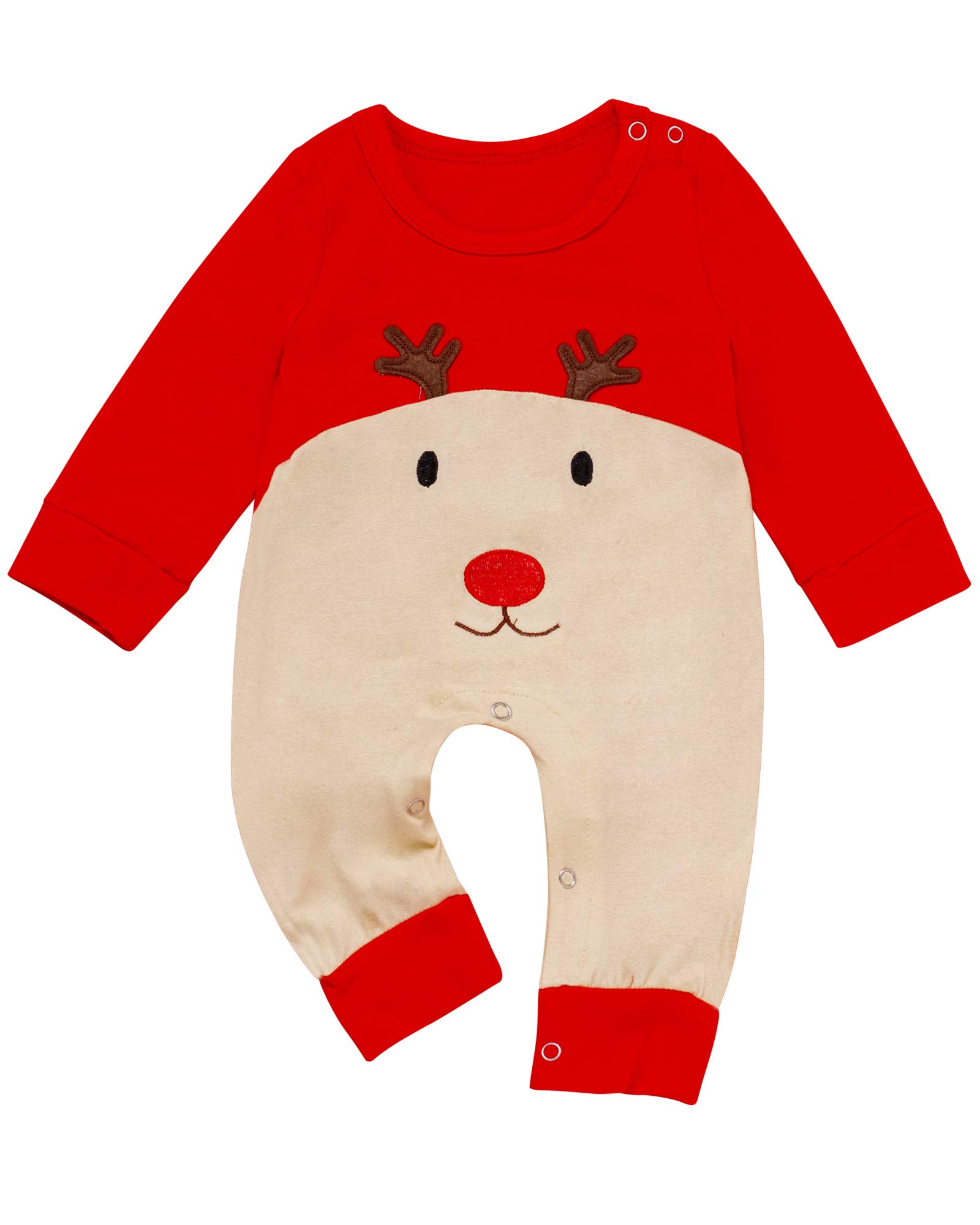 Fantasy Era Infant Baby Boy Girl Deer Outfit First Christmas Clothes(Red, 12-18 Months)