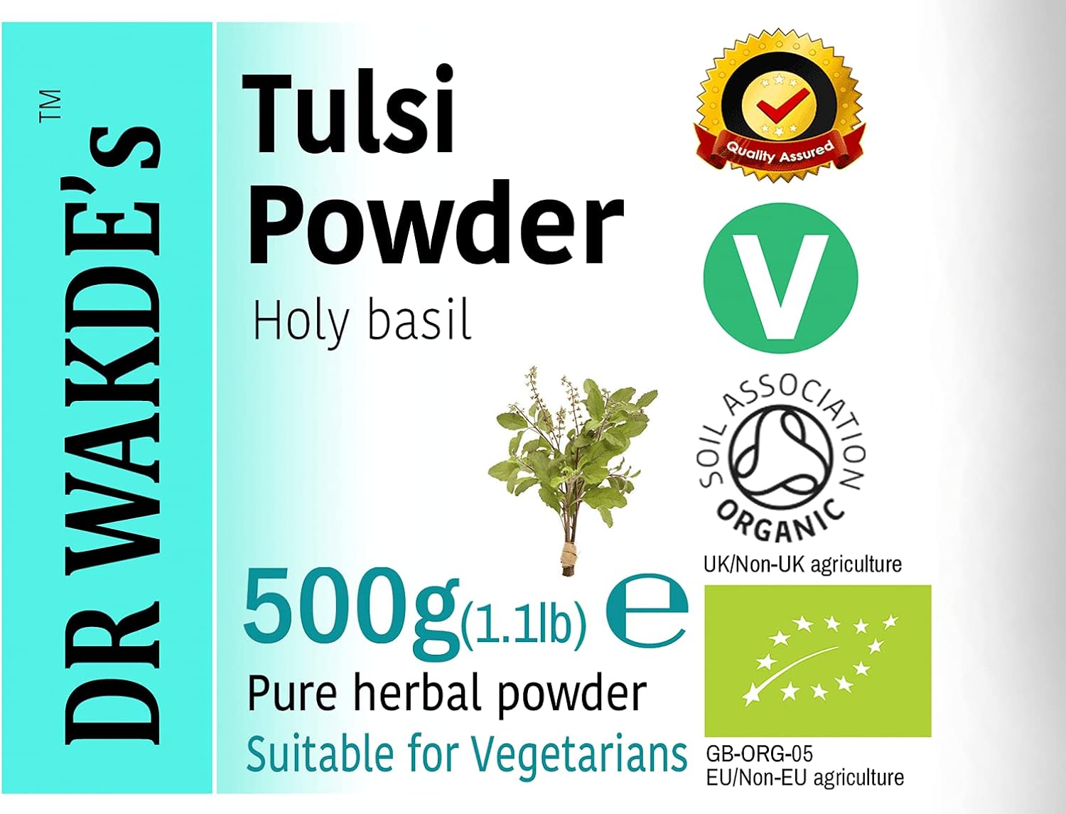 DR WAKDE's Organic Tulsi Powder (Holy Basil | Ocimum Sanctum) - 1Kg (2.2lb) | Pure, Raw & Dried Powder | Ayurvedic Herb | Vegan | Nothing Added, Nothing Removed | Same Day Dispatch
