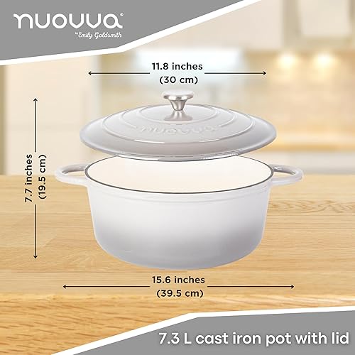 Vista 217 de Nuovva - Olla holandesa de hierro fundido con tapa – Cacerola esmaltada apta para horno hasta 500° F antiadherente – Utensilios de cocina Rojo