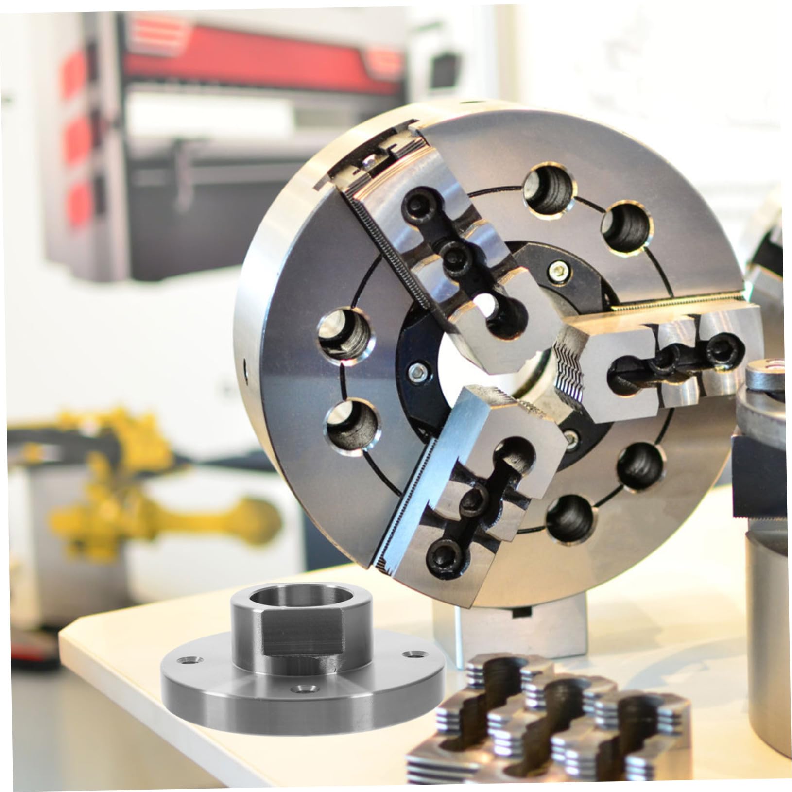 Mobestech 3-zoll Holzdrehbankadapter aus Stahl mit 1-8tpi Gewinde und 8 Befestigungslöchern für Stabile Montage und Einfache Entfernung bei Holz Drechselprojekten