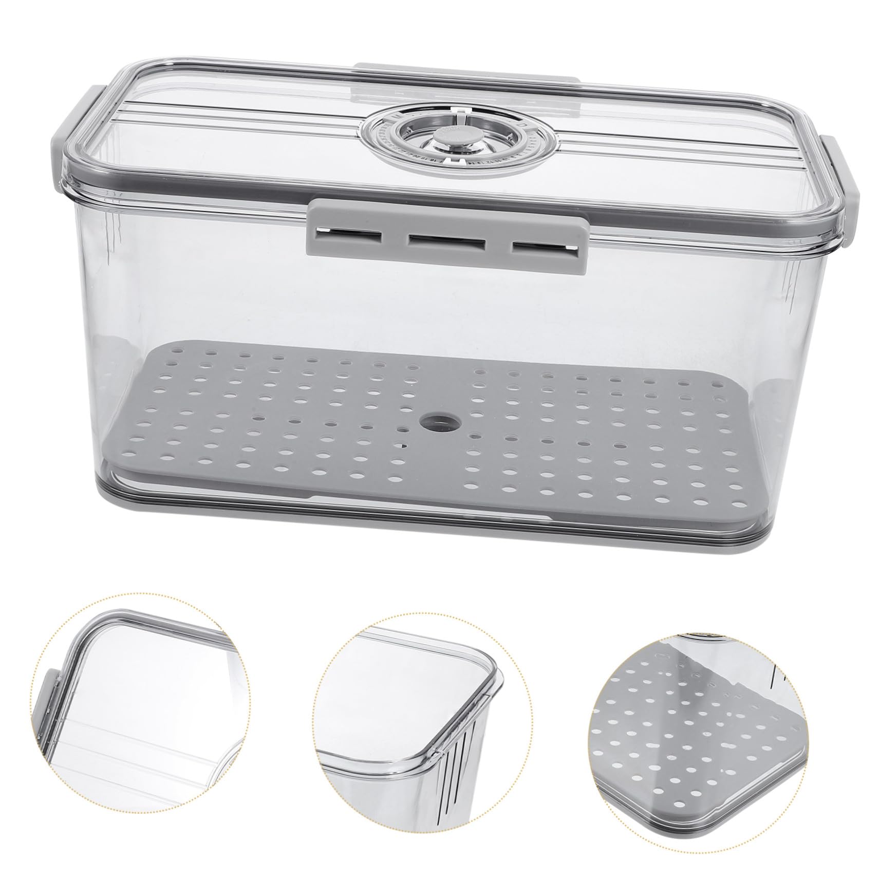 Frischebox mit Zeitaufzeichnung Dichtungsring Luftdichtes Gemüse Obstlagerbehälter für Kühlschrank Bpa frei Transparente Frischhaltedose mit Ablaufwanne und Großem