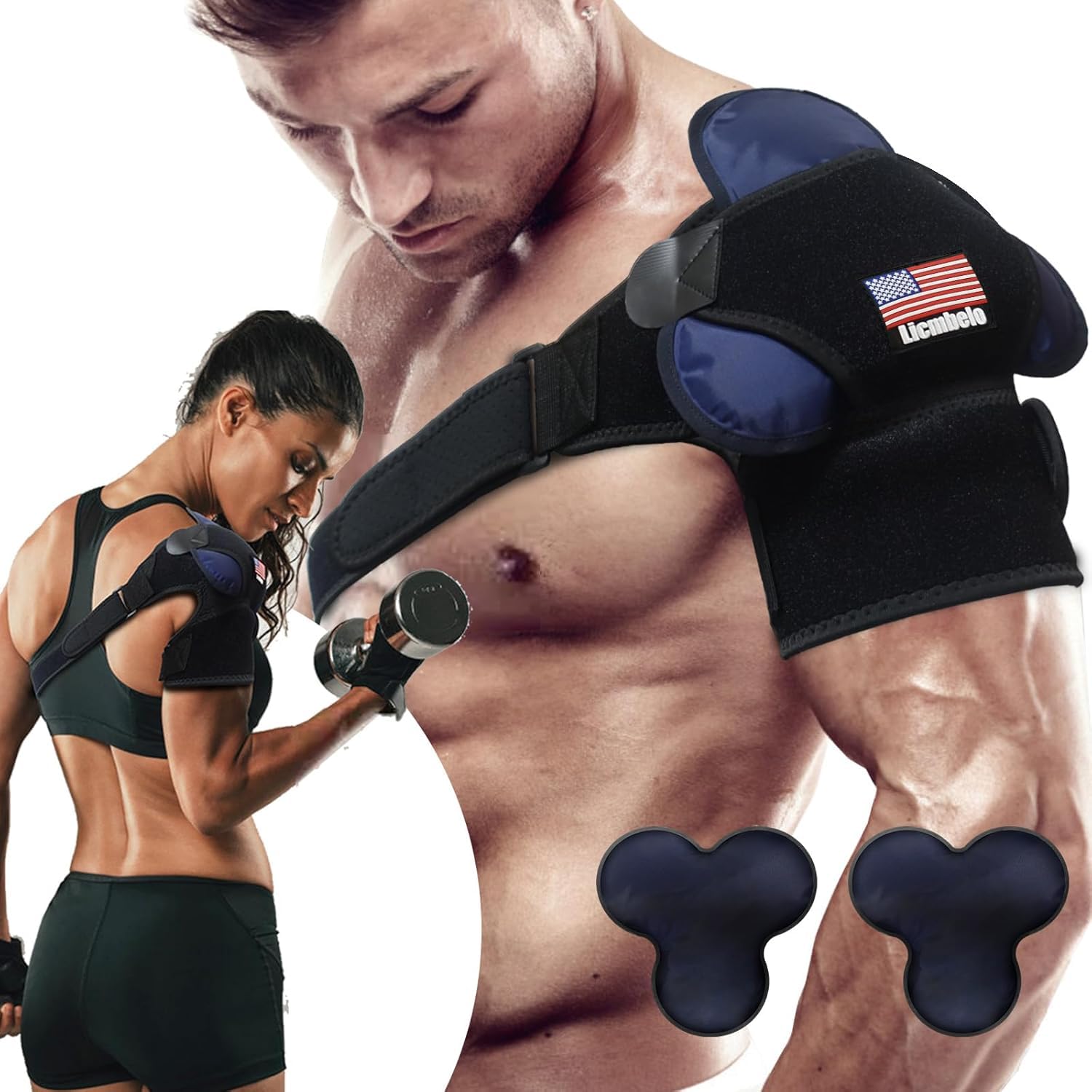 Adjustable Shoulder Brace for Rotator Cuff Tear Post-Surgery Recovery - Arm Sling with Ice Pack Pocket Breathable Compression