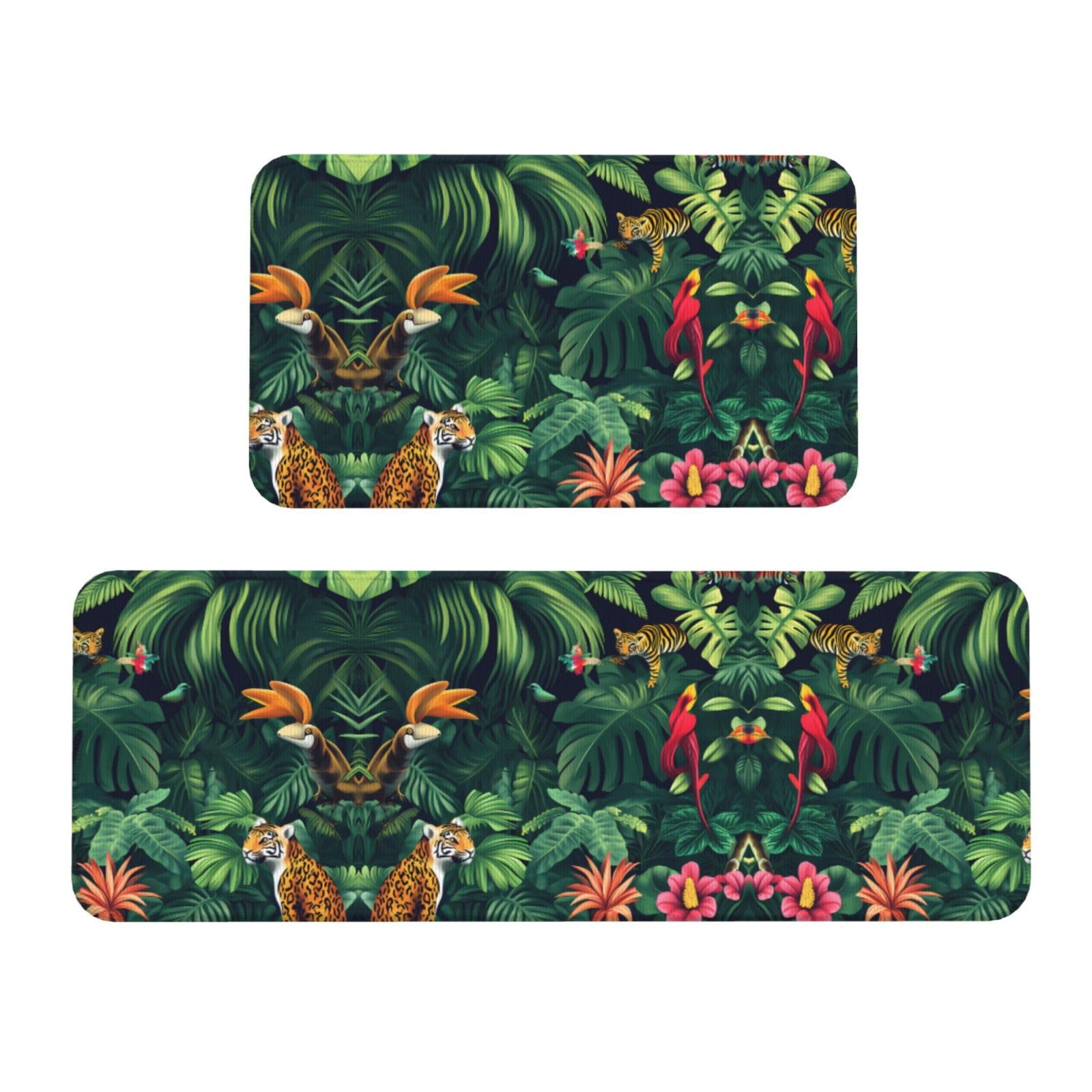 Alfombras de cocina de diseño tropical y base antideslizante firme