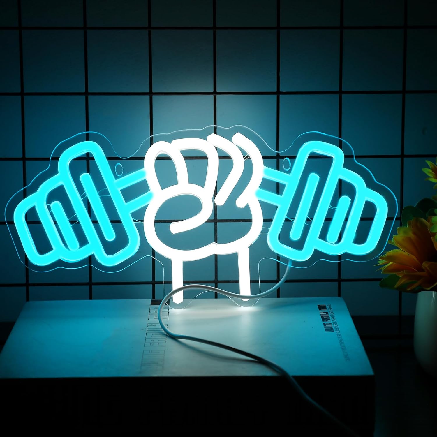 Neonawall Dumbbell Neon Sign For Home Décor,Bedroom Decor,Led Sign,Room Neon Sign,Gym Decor,Sports Neon Sign,Men Women Wall Décor Gift Size 12''