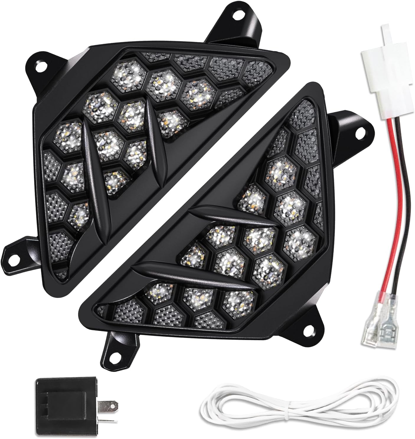 LED Turn Signal Headlight for Ninja 400 Ninja 500, Dual Colors Motorcycle Front Auxiliary Lights DRL Indictor Lamp for Kawasaki Ninja 400 Ninja 300 Ninja 650 Ninja 1000 Accessories 2013-2024