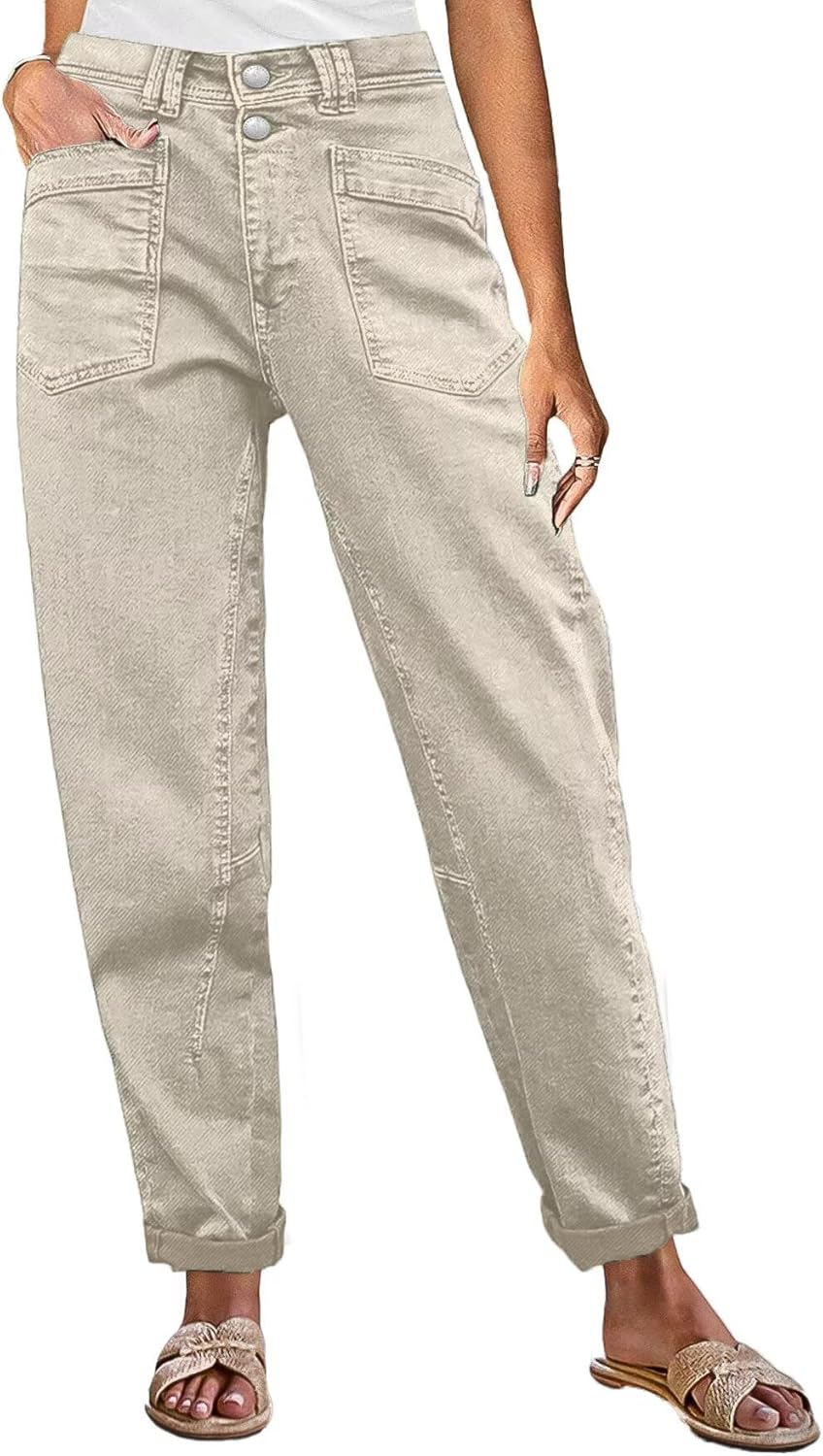 Flamingals Mid Rise Straight Leg Pants Women Stitch Detailing Workout Dressy Cropped Pants Spring Summer Trendy