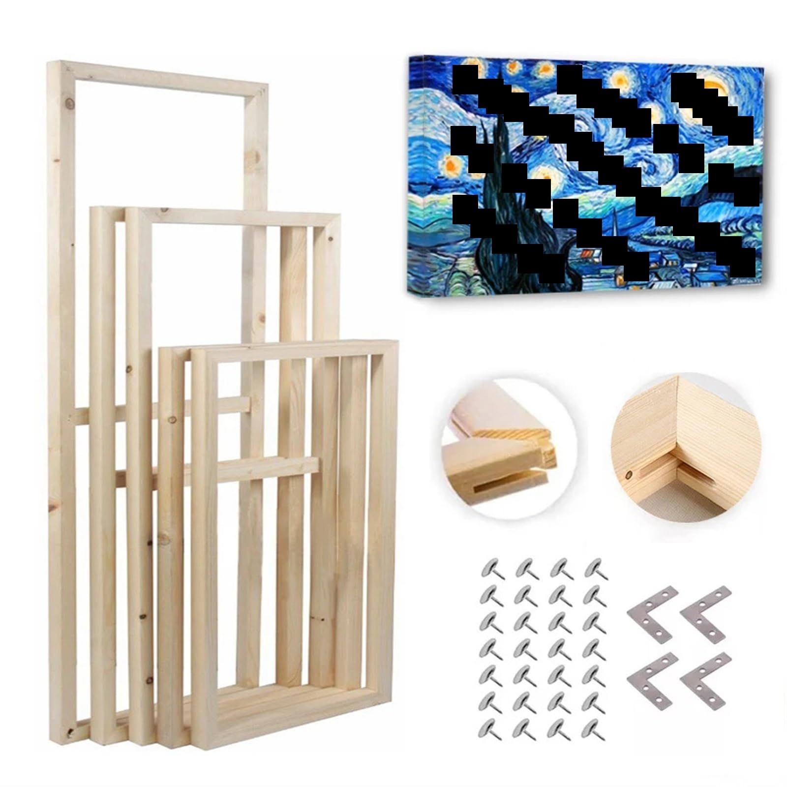 Drewniane listwy do napinania płótna, Drewniana rama płótno nosze zestaw DIY do obrazów olejnych i plakatów w wielu rozmiarach(50X70cm)