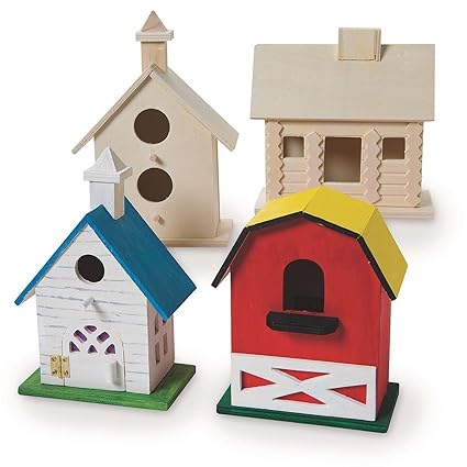 Unfinished DIY Wood Birdhouses Kit (Pack of 4)