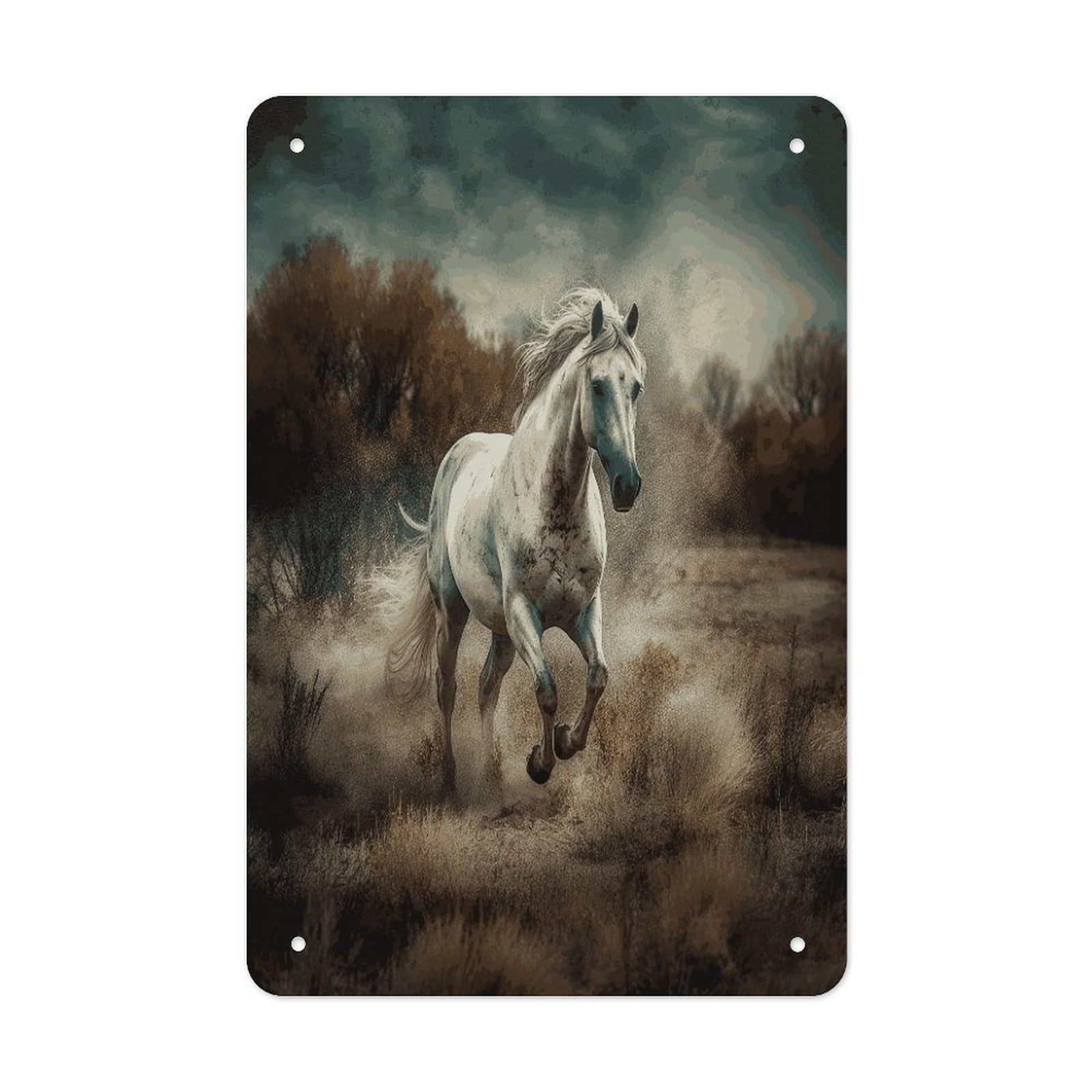 Btcowzrv Style Horse Running In Field Metal Tin Sign Wall Decor Hanging Plaque