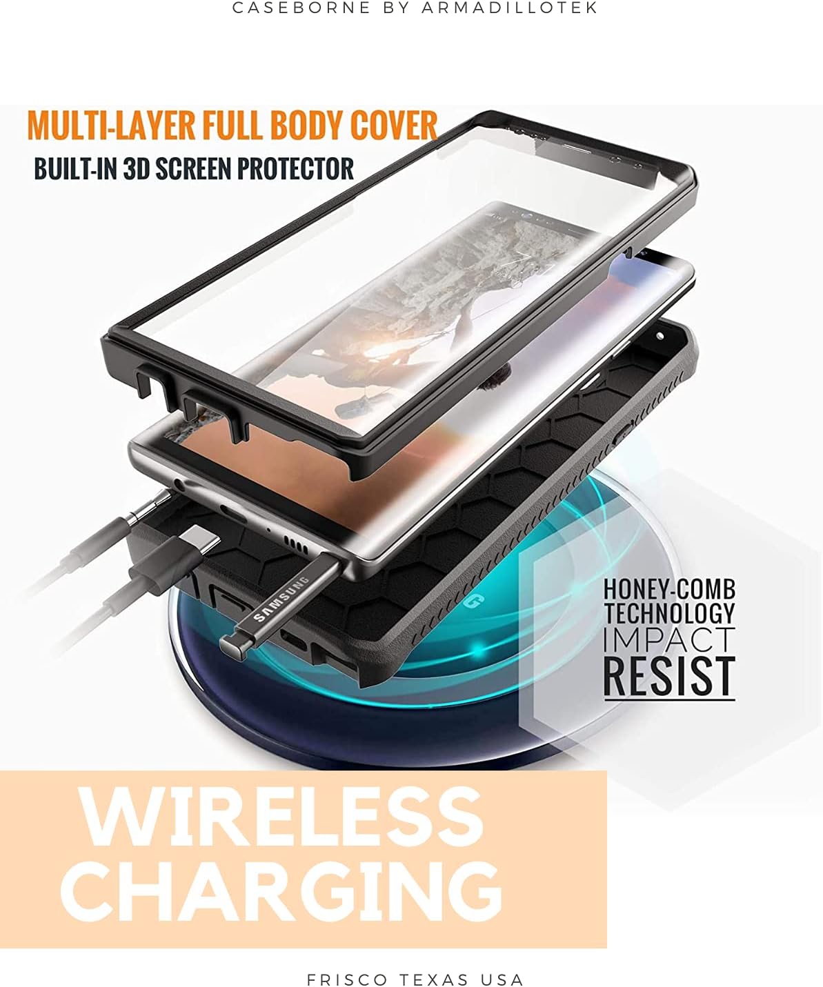 ArmadilloTek Vanguard Designed for Samsung Galaxy Note 9 Case (2018 Release) Military Grade Full-Body Rugged with Built-in Screen Protector & Kickstand (Black)