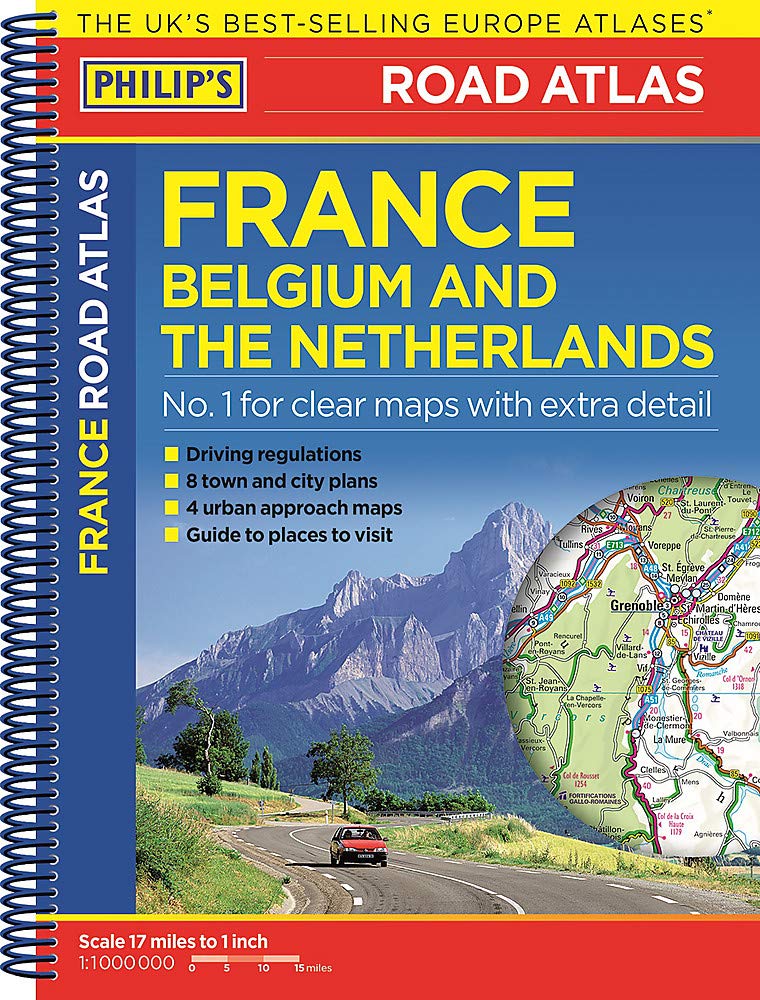 Buy Philip's Road Atlas France, Belgium and The Netherlands Spiral A5