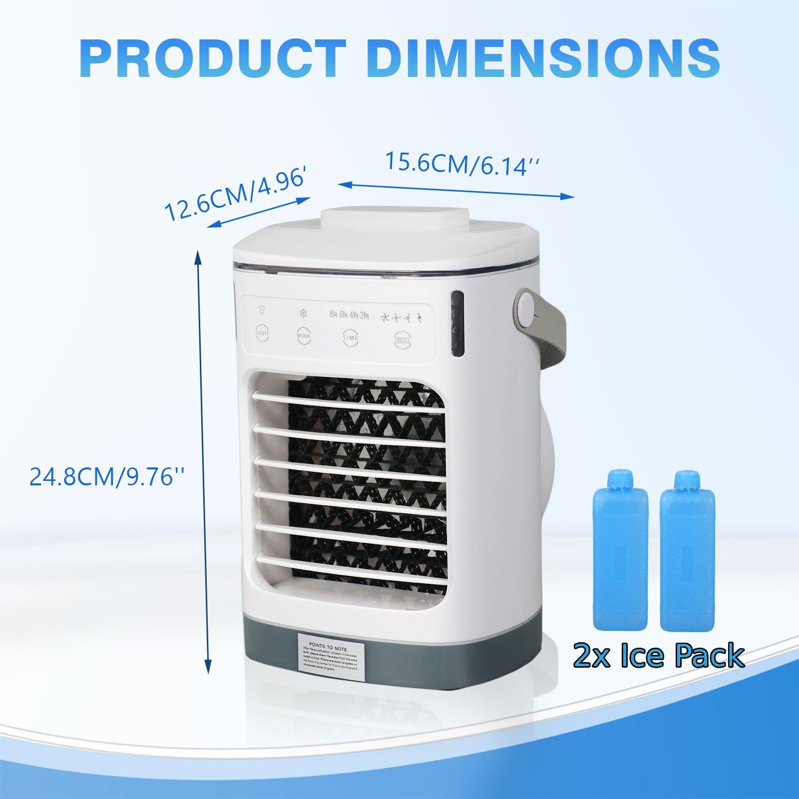 Mobile Klimaanlage Klein, 4 IN 1 Mini Luftkühler mit Wasserkühlung, 4 Geschwindigkeiten, 2-8H Timer, Leiser USB Luftkühler mit 7 Farben LED für Zimmer Büro